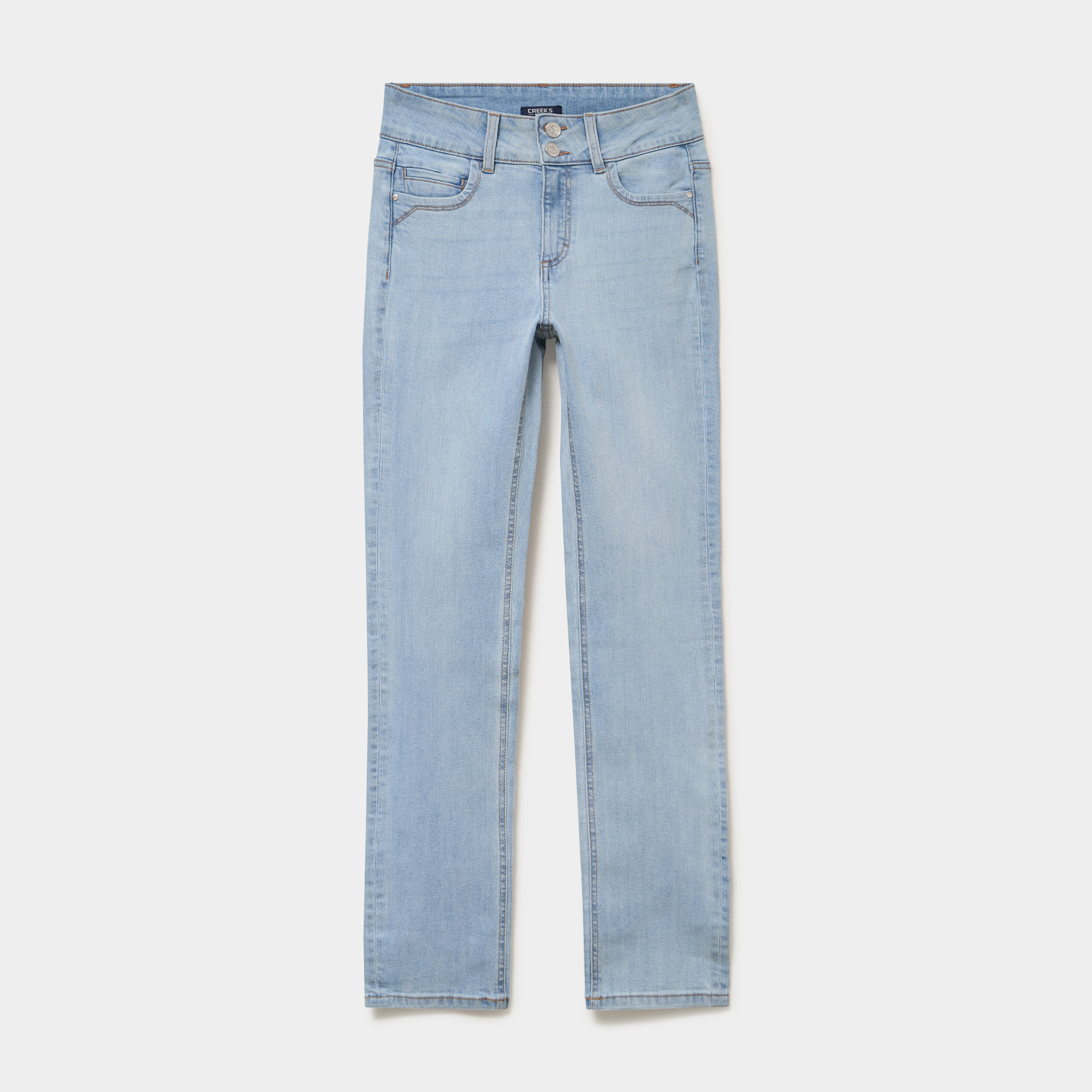 Jean denim droit en coton denim double stone femme