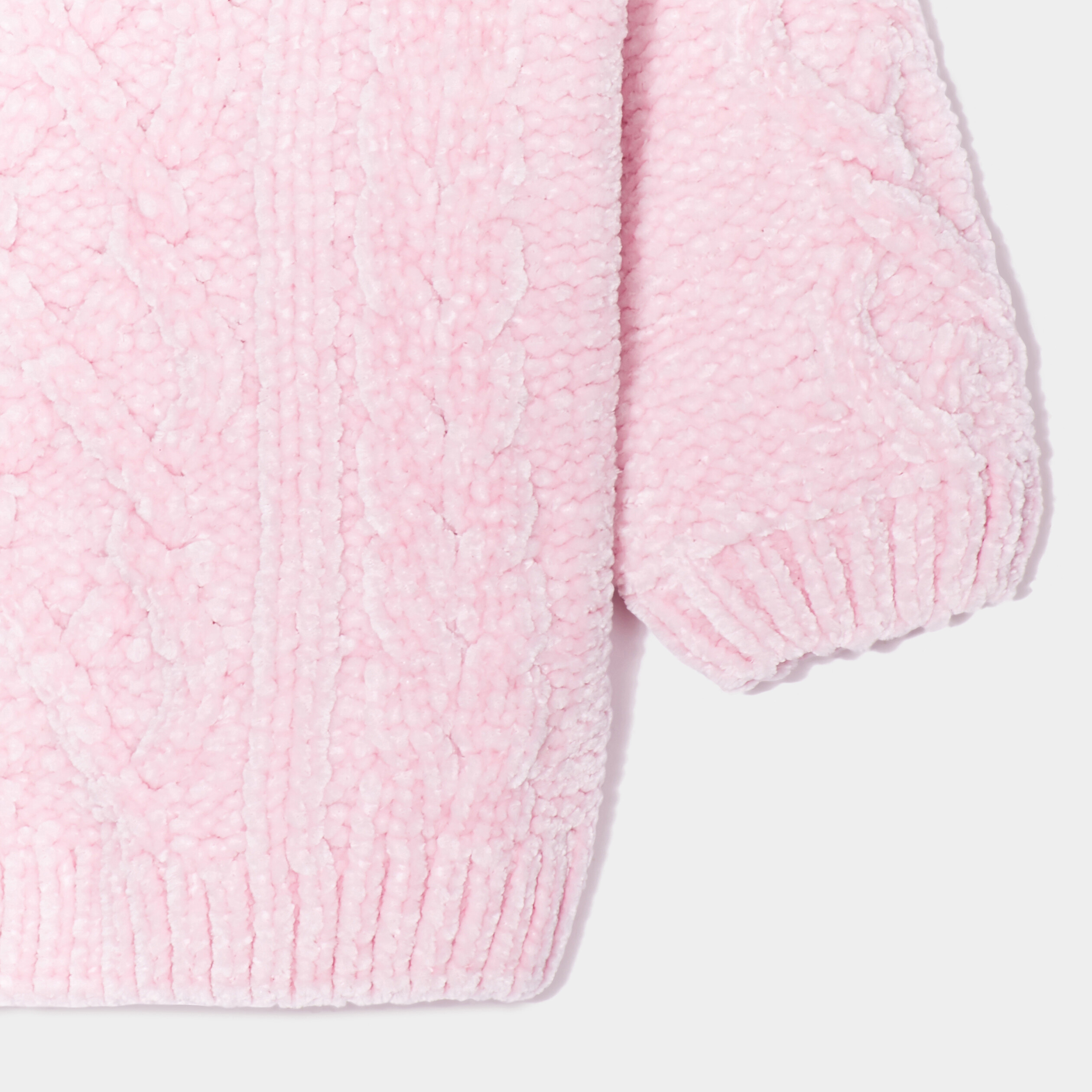 Pull col rond à torsades Creeks violet bébé fille