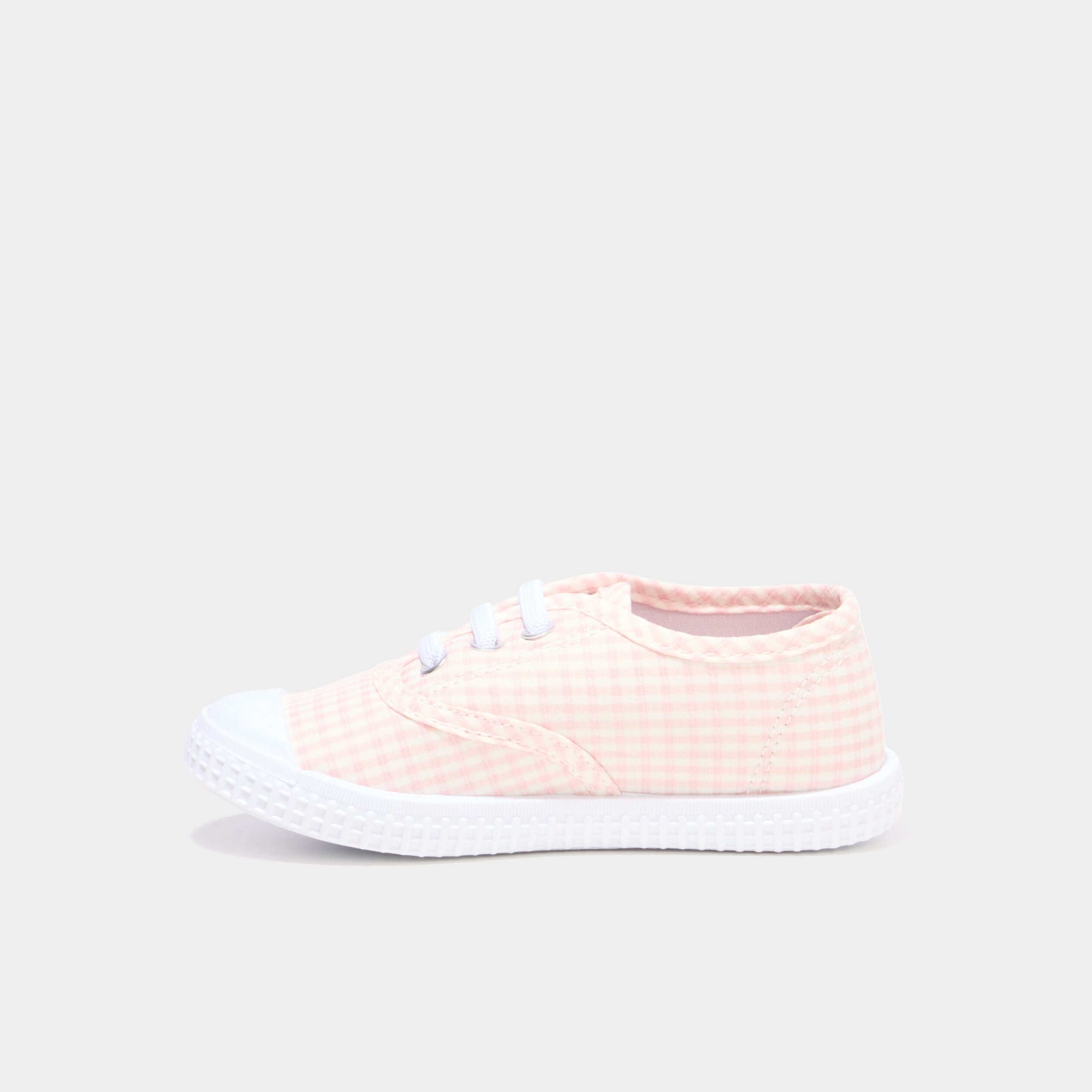 Tennis basses en toile &agrave; bout renforc&eacute; rose fille
