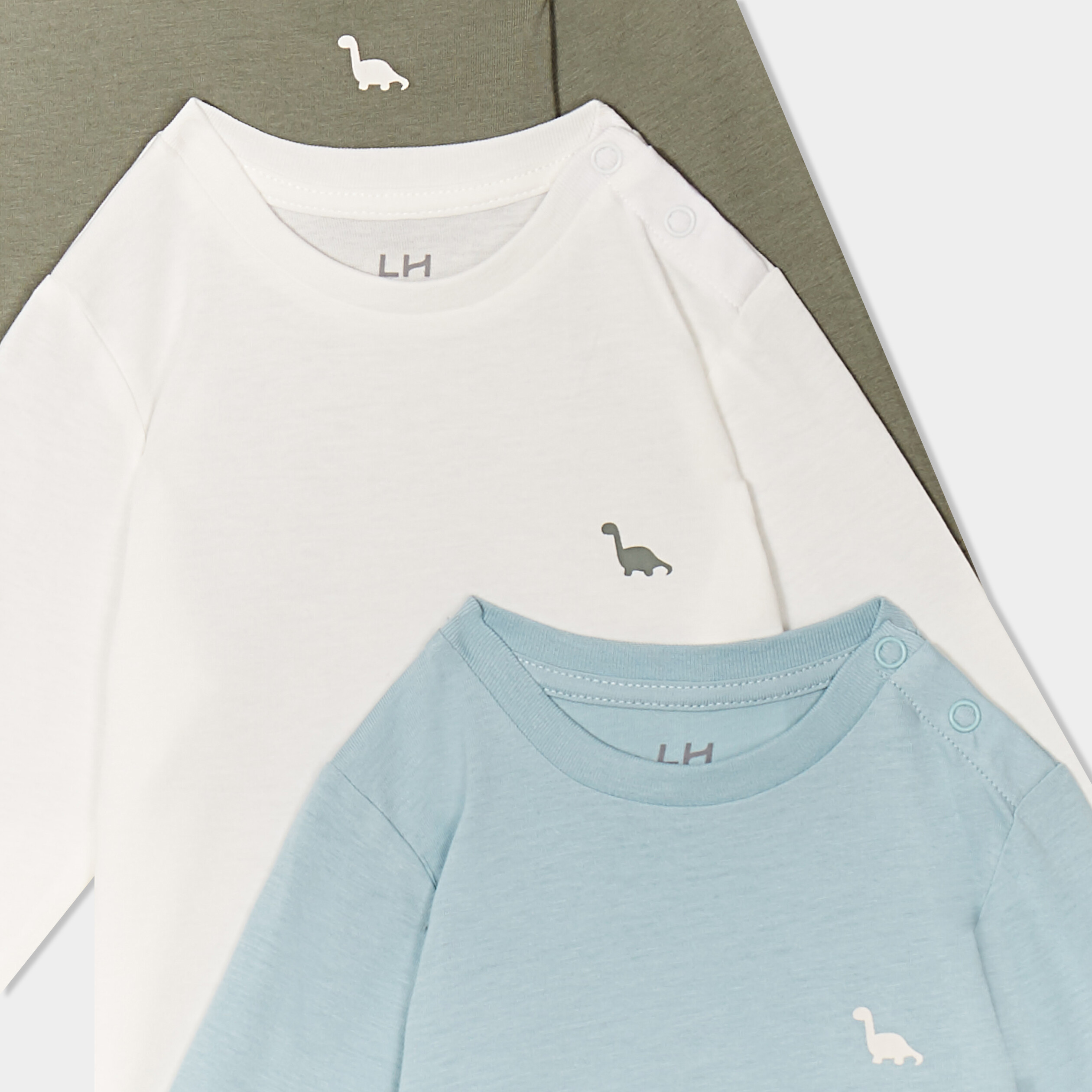 lot 3 t shirts manches longues coton vert kaki bebeg Lot 3 t-shirts manches longues coton vert kaki bébé garçon