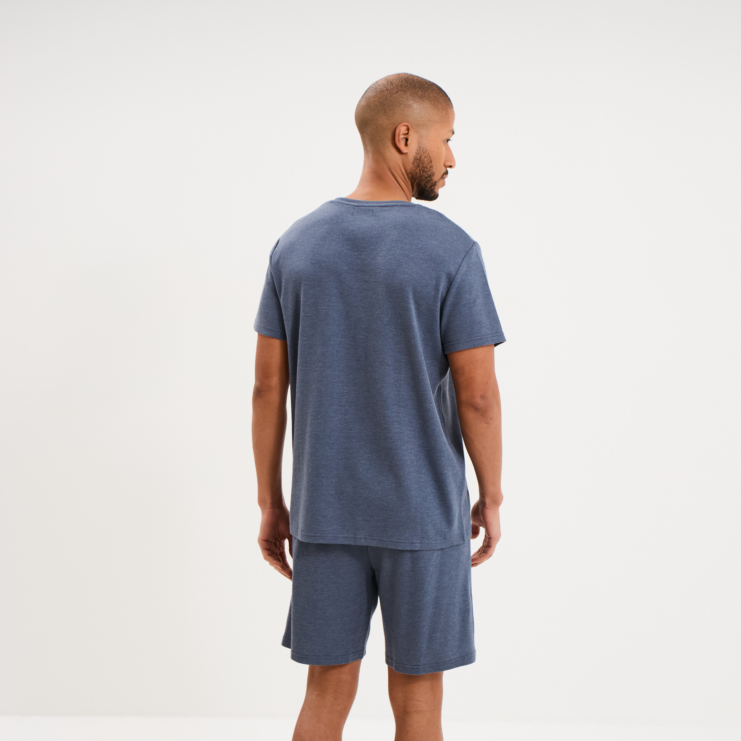 Ensemble pyjama short et t-shirt bleu gris homme