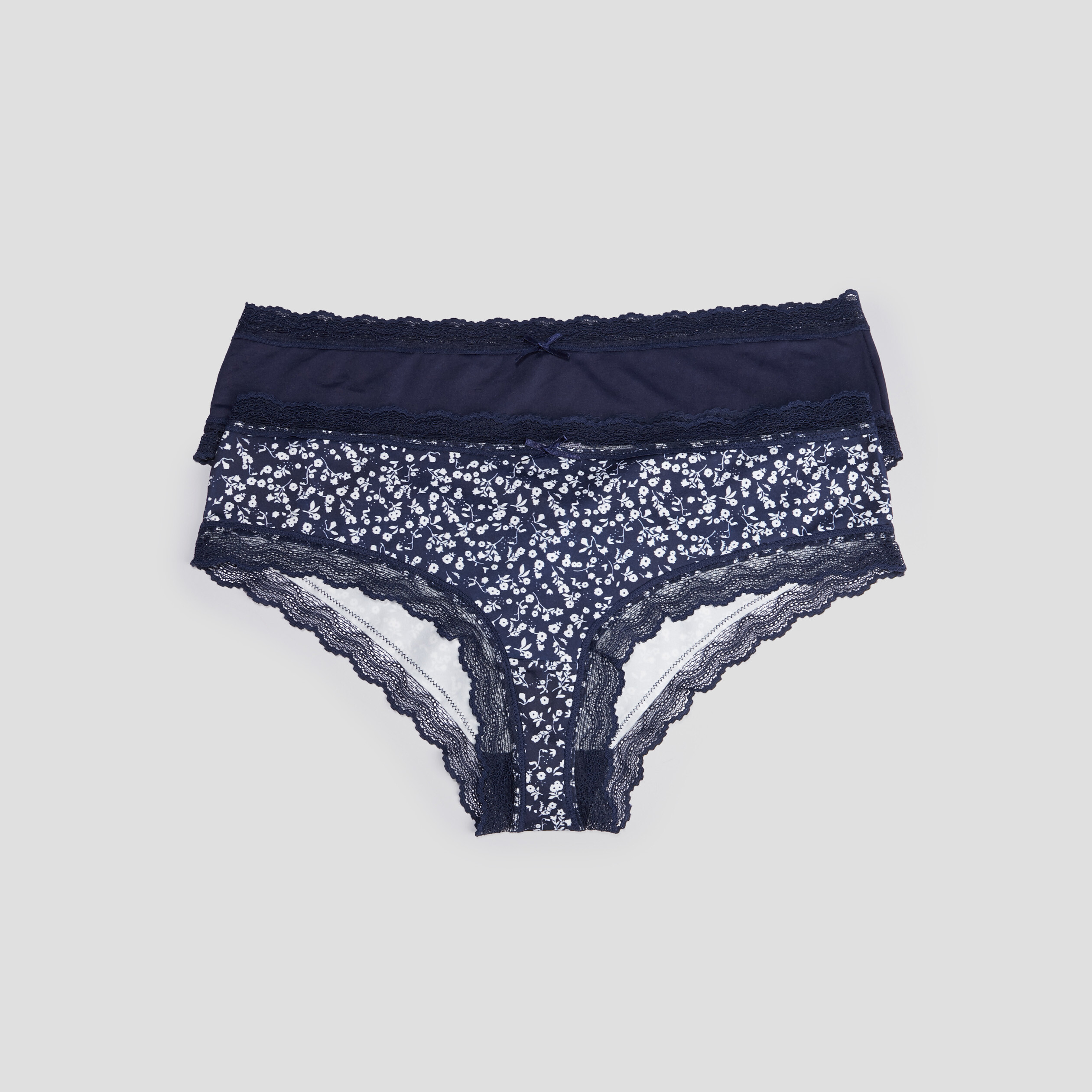 Lot 2 shortys microfibre bleu marine femme