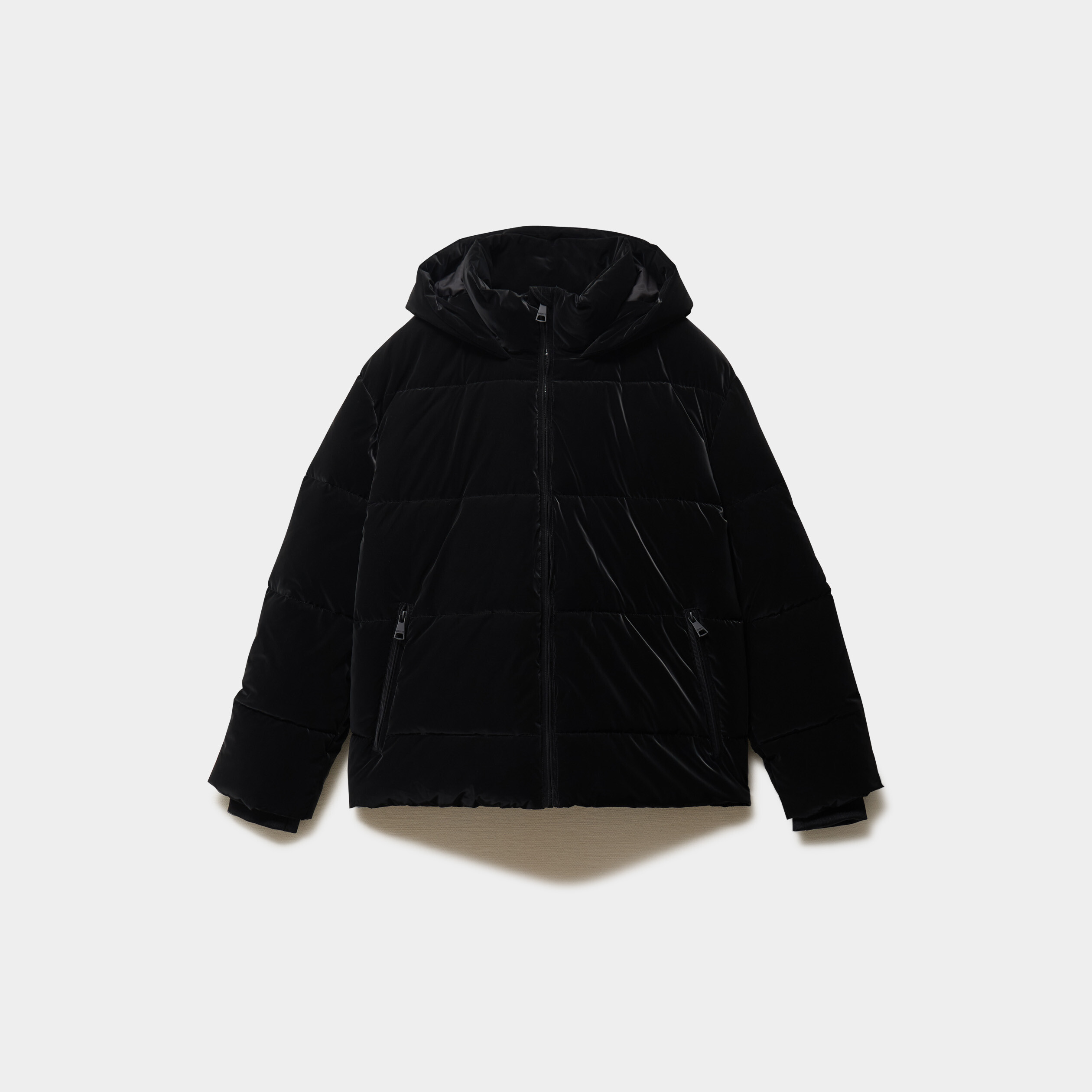 Doudoune zipp&eacute;e &agrave; capuche noir femme grande taille