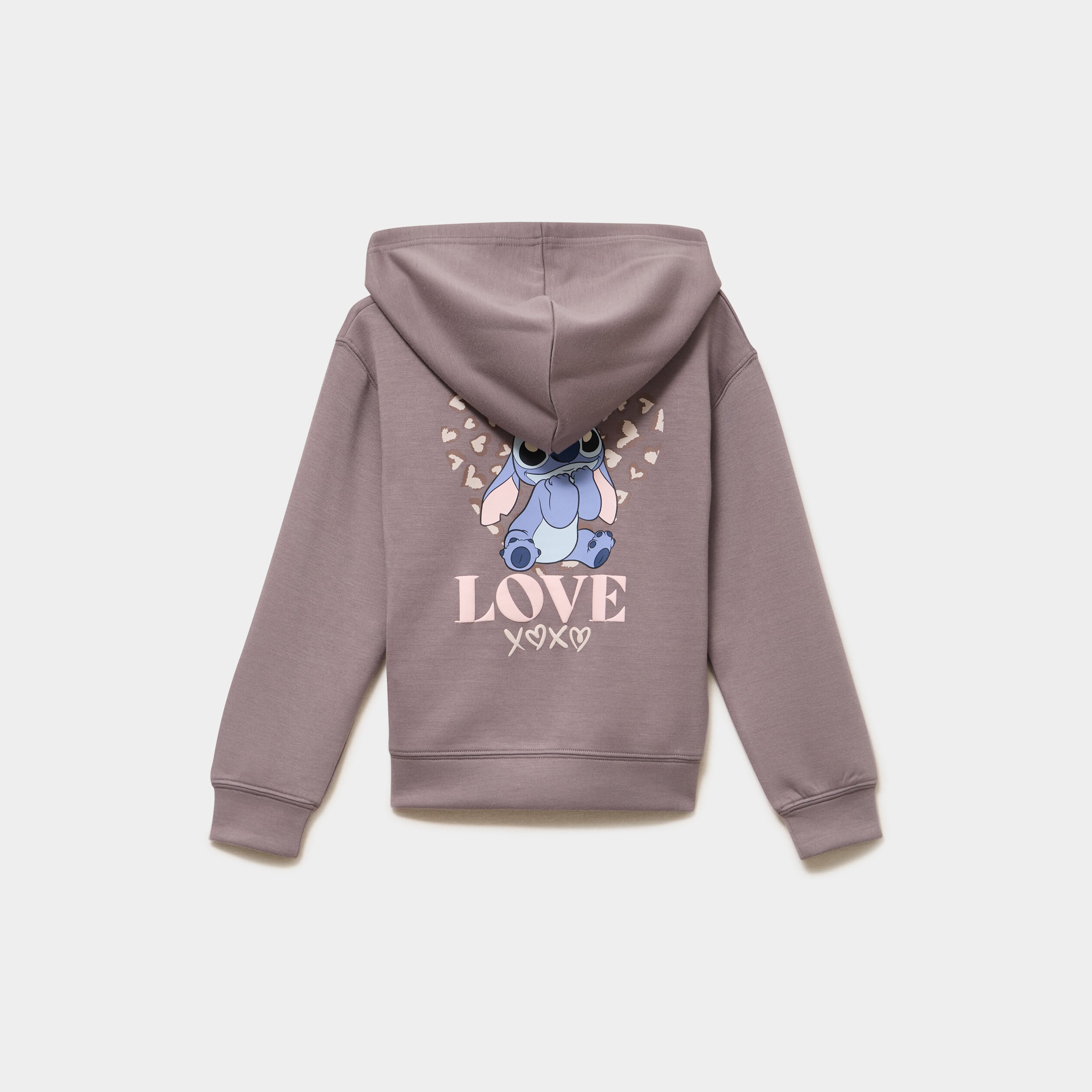 Sweat hoodie &agrave; capuche Stitch marron fille