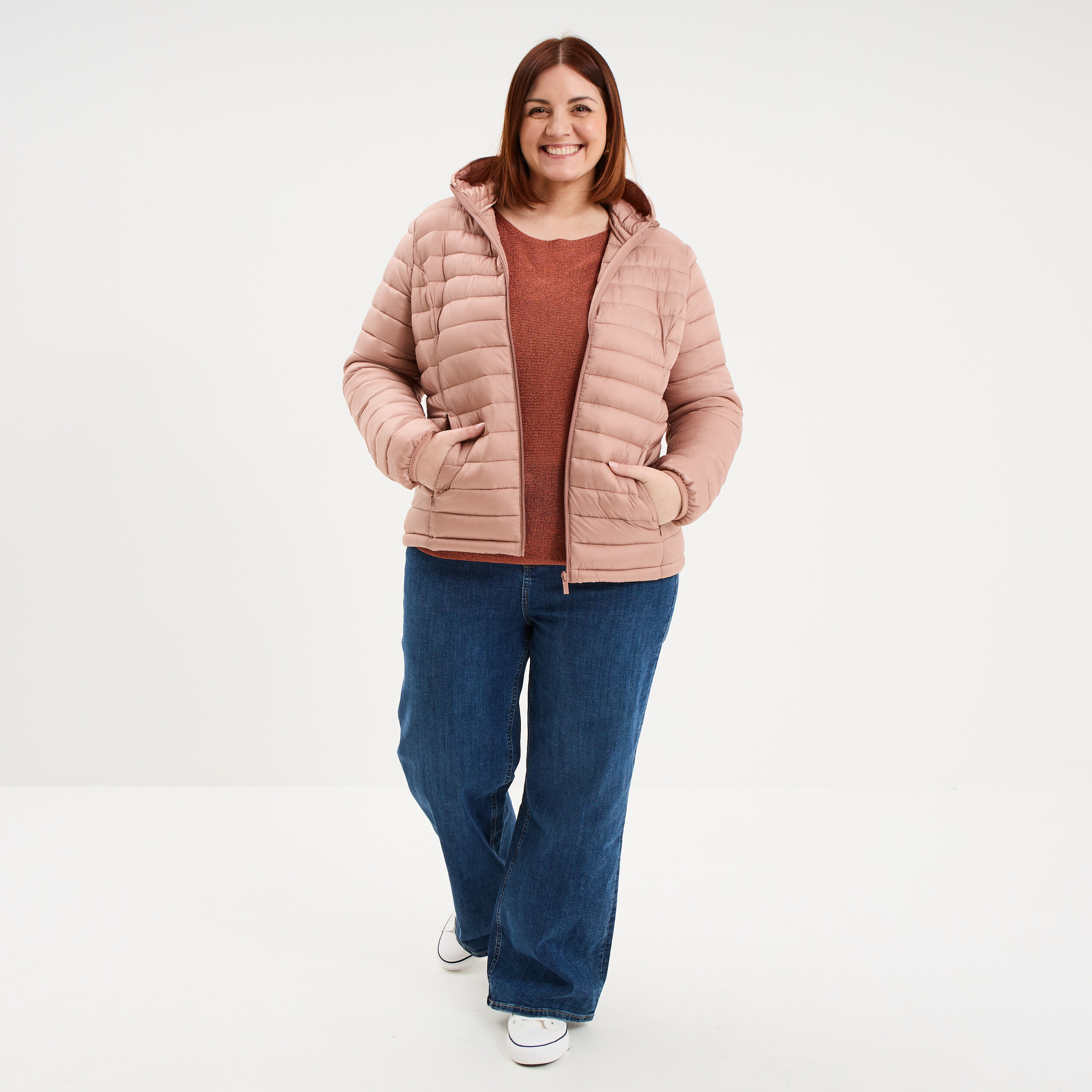 Pull manches longues col rond vieux rose femme grande taille