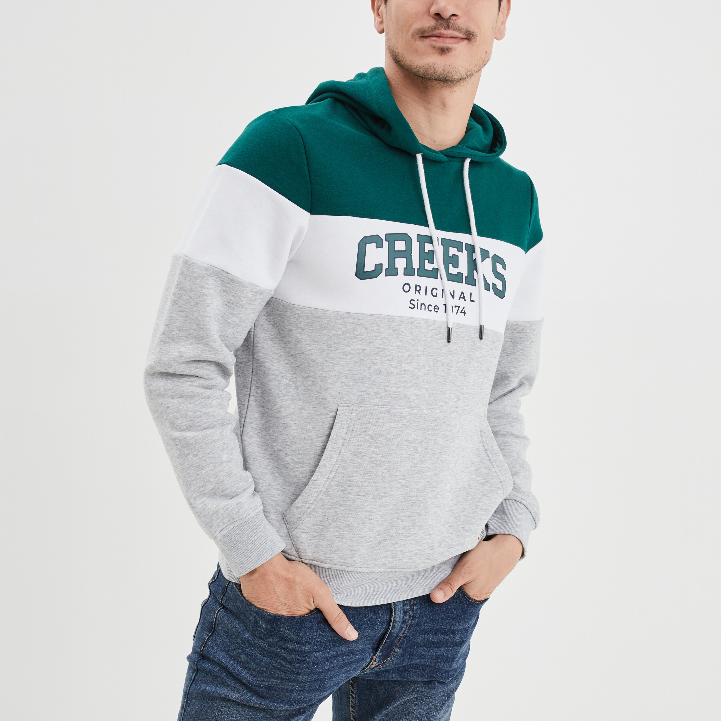 Sweat à capuche vert foncé homme