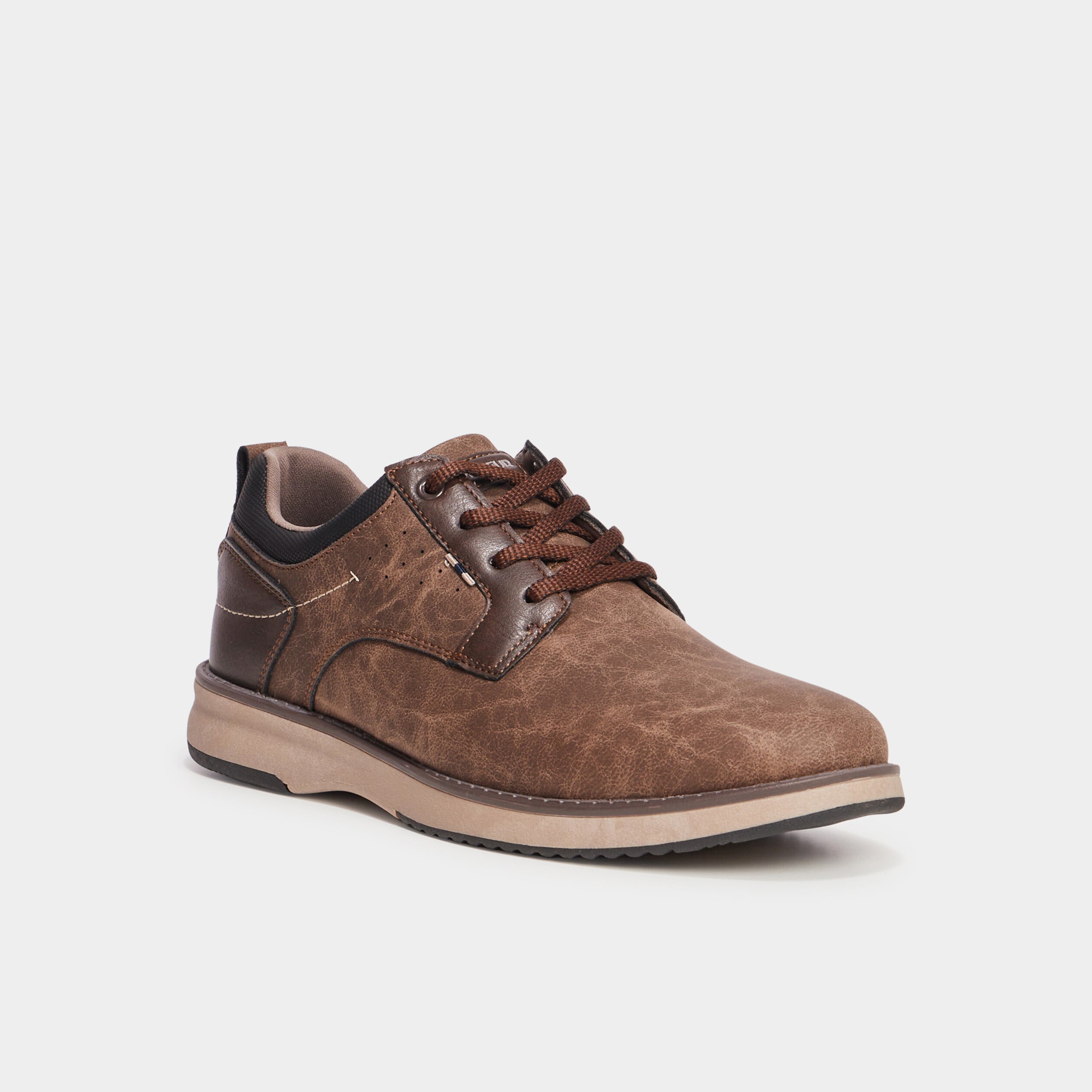 Derbies &agrave; lacets effet similicuir marron homme