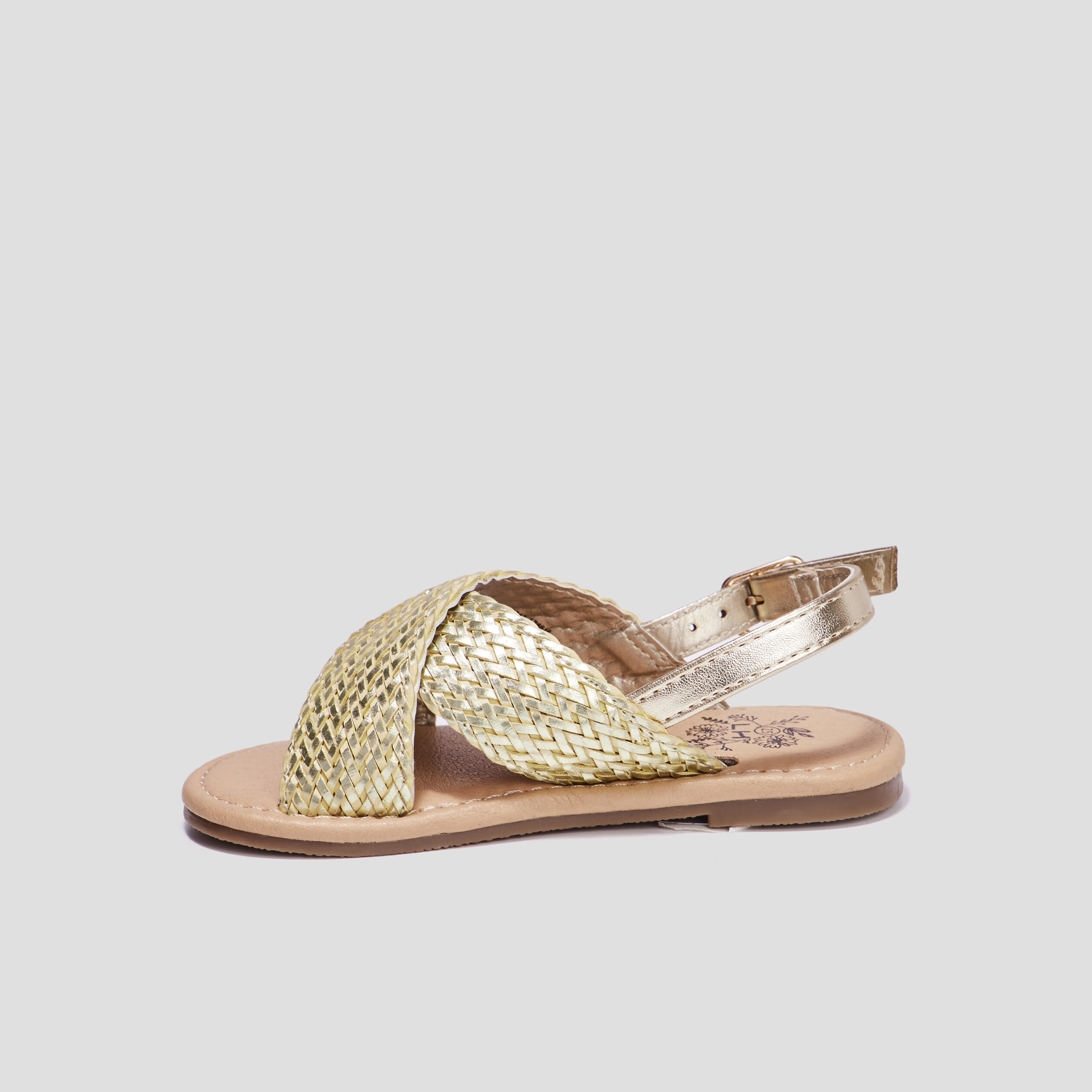 sandales brides tressees jaune or fille Sandales brides tressées jaune or fille
