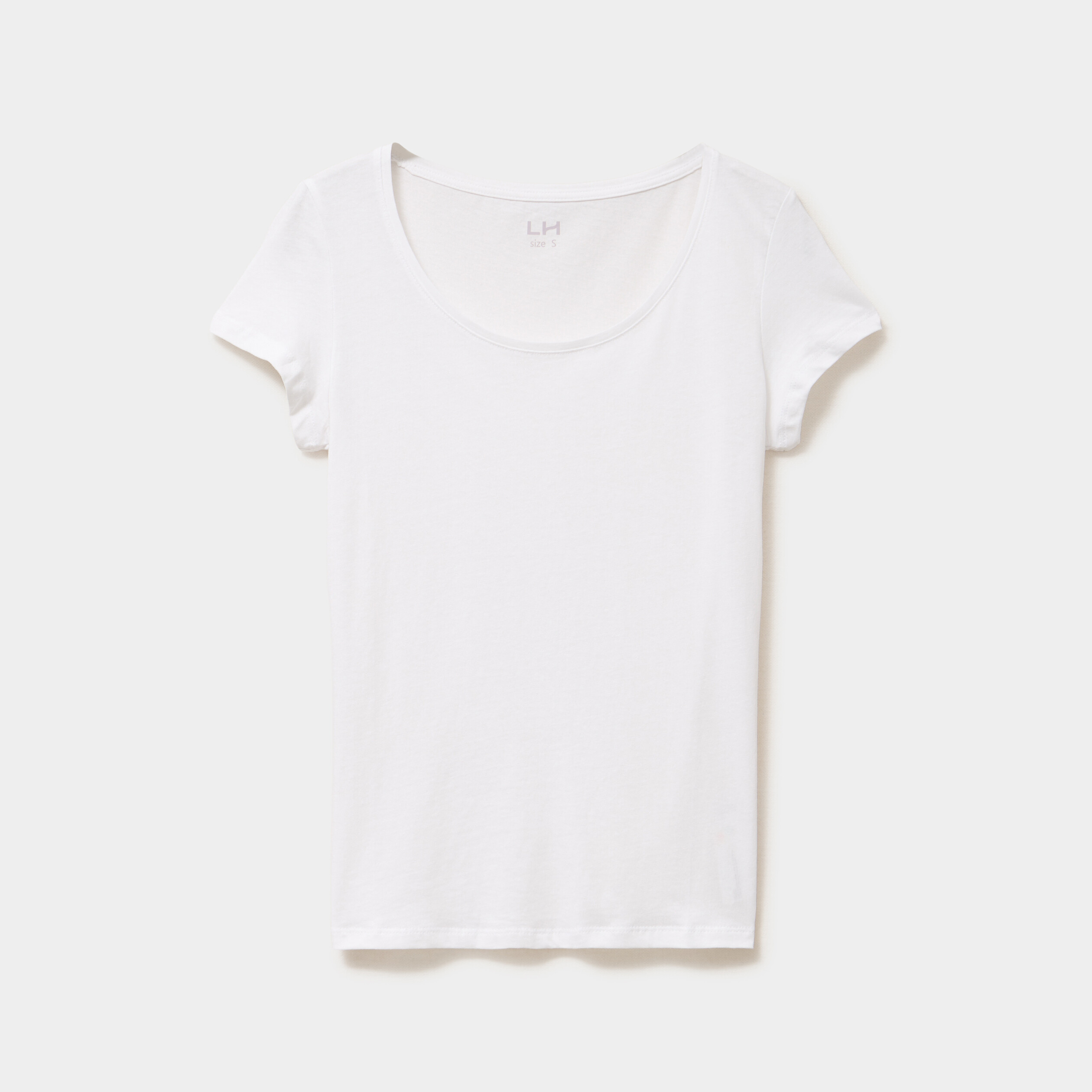 T-shirt coton col rond manches courtes blanc femme