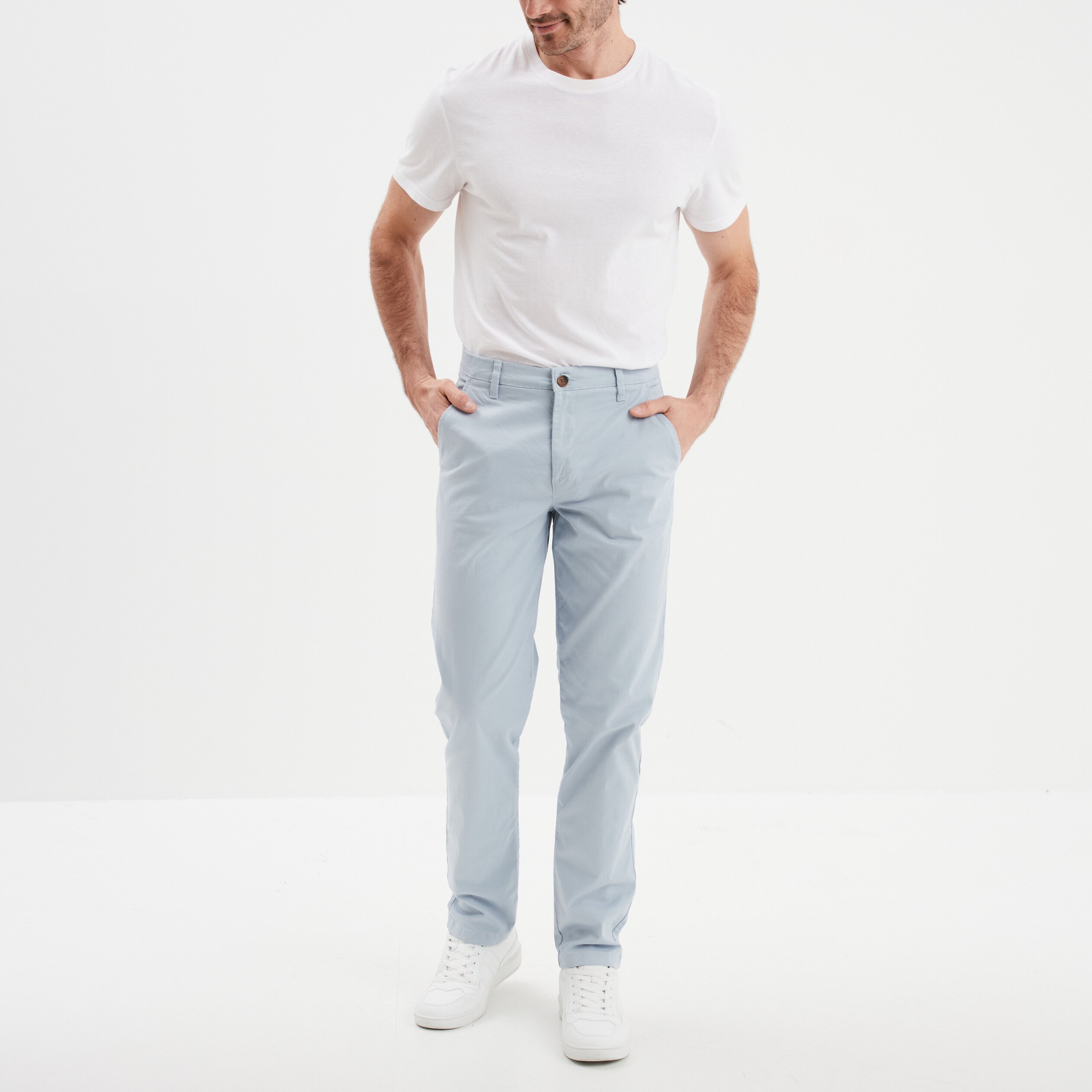pantalon chino droit stretch bleu ciel homme Pantalon chino droit stretch bleu ciel homme