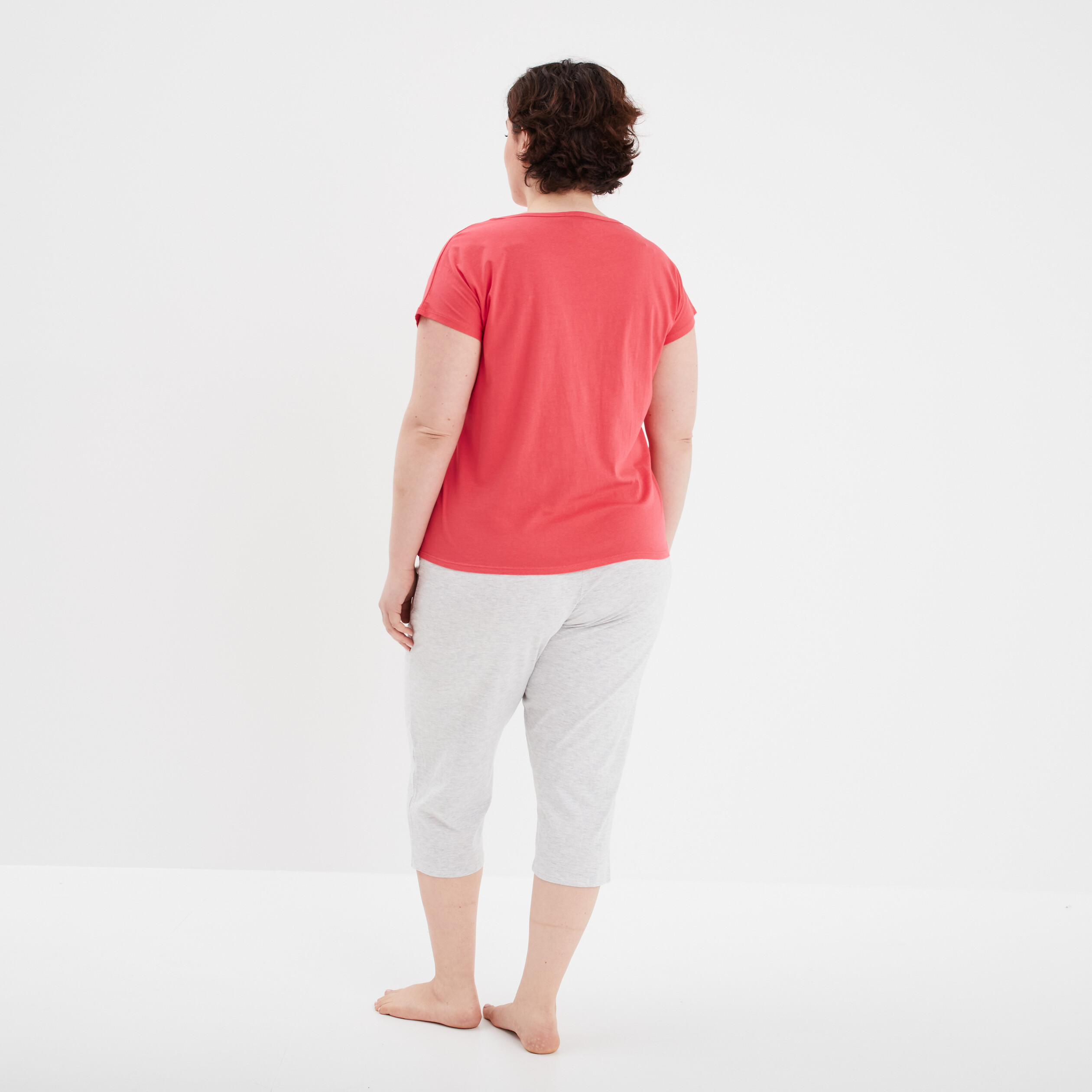 ensemble pyjama corsaire 2 pieces rose vif femmegt Ensemble pyjama corsaire 2 pièces rose vif femme grande taille