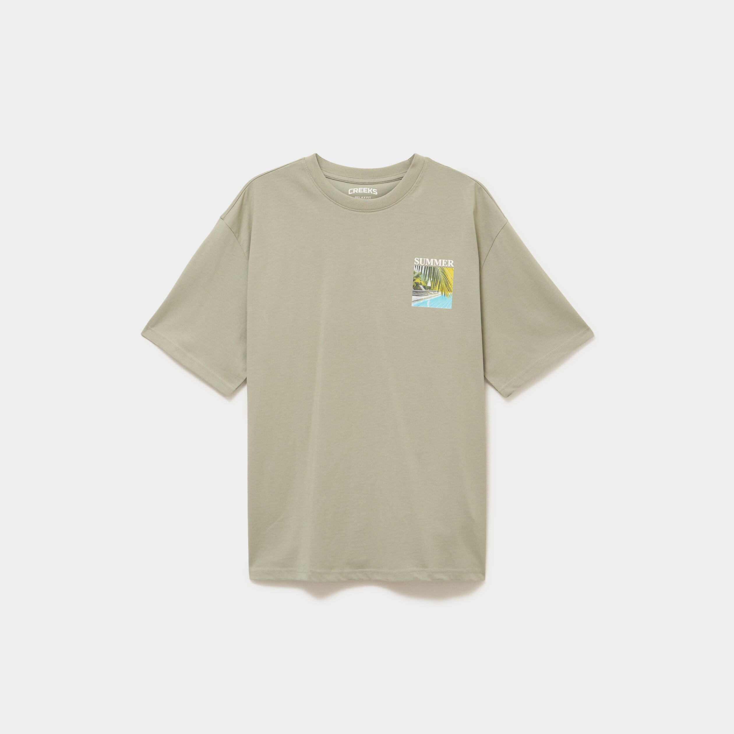 T-shirt manches courtes coton &eacute;pais vert kaki homme