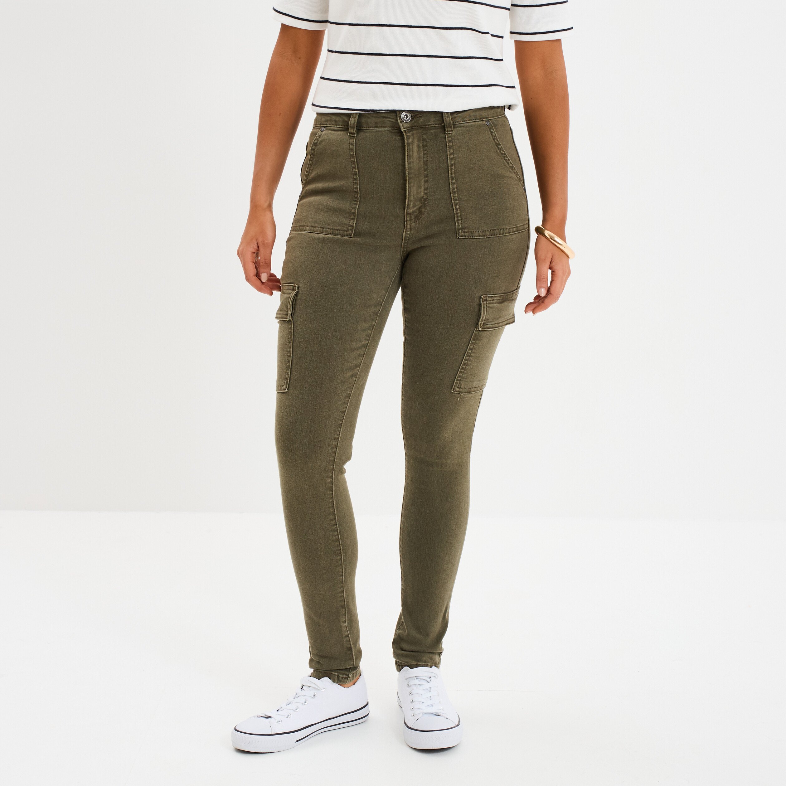 pantalon cargo skinny 78eme liberto vert kaki femme Pantalon cargo skinny 7/8ème Liberto vert kaki femme