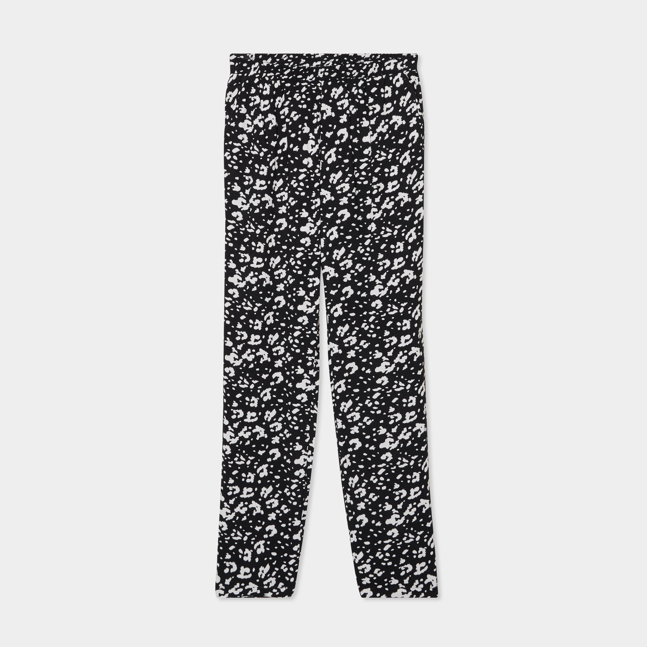 pantalon de pyjama fluide taille haute noir femme Pantalon de pyjama fluide taille haute noir femme