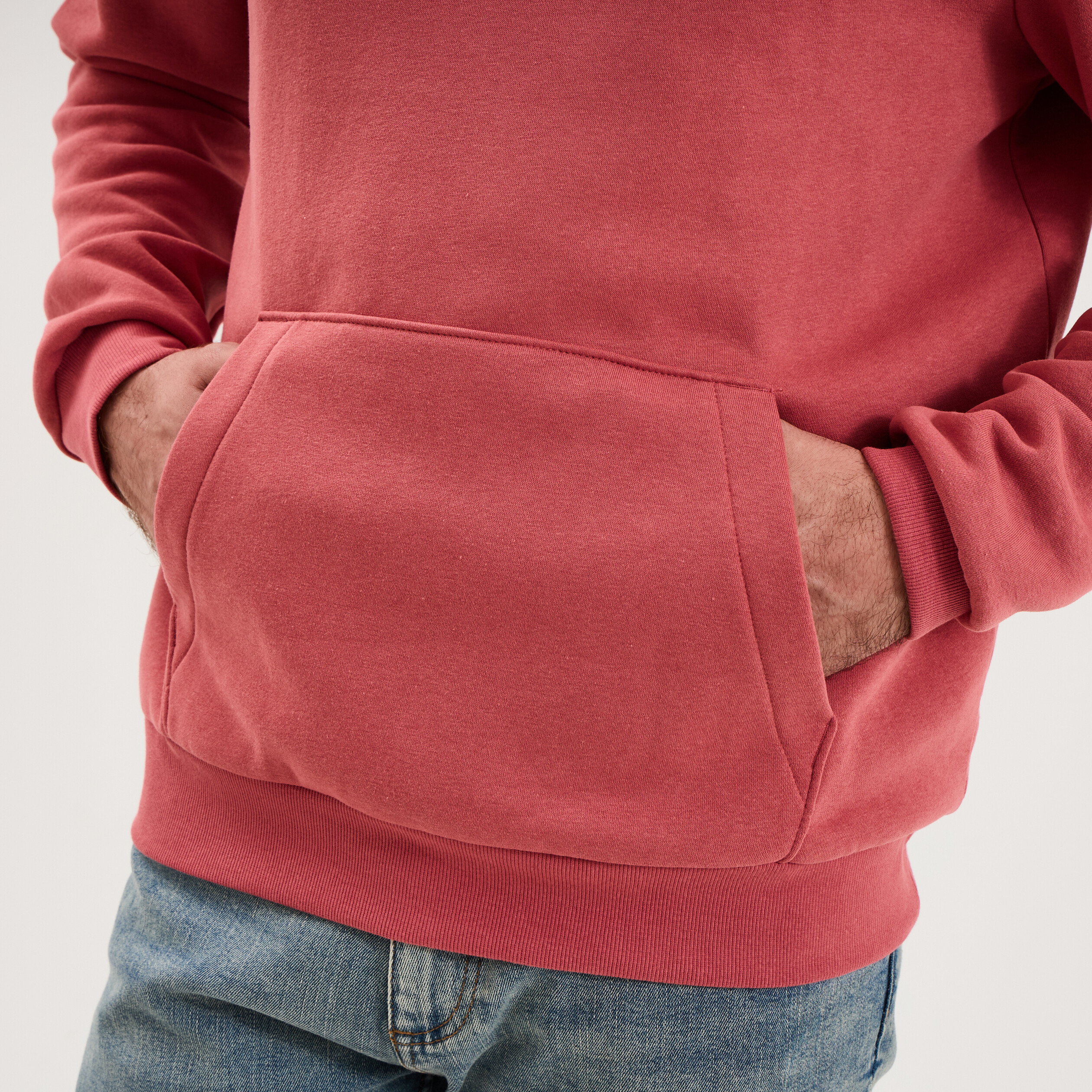 Sweat molleton &agrave; capuche hoodie vieux rose homme
