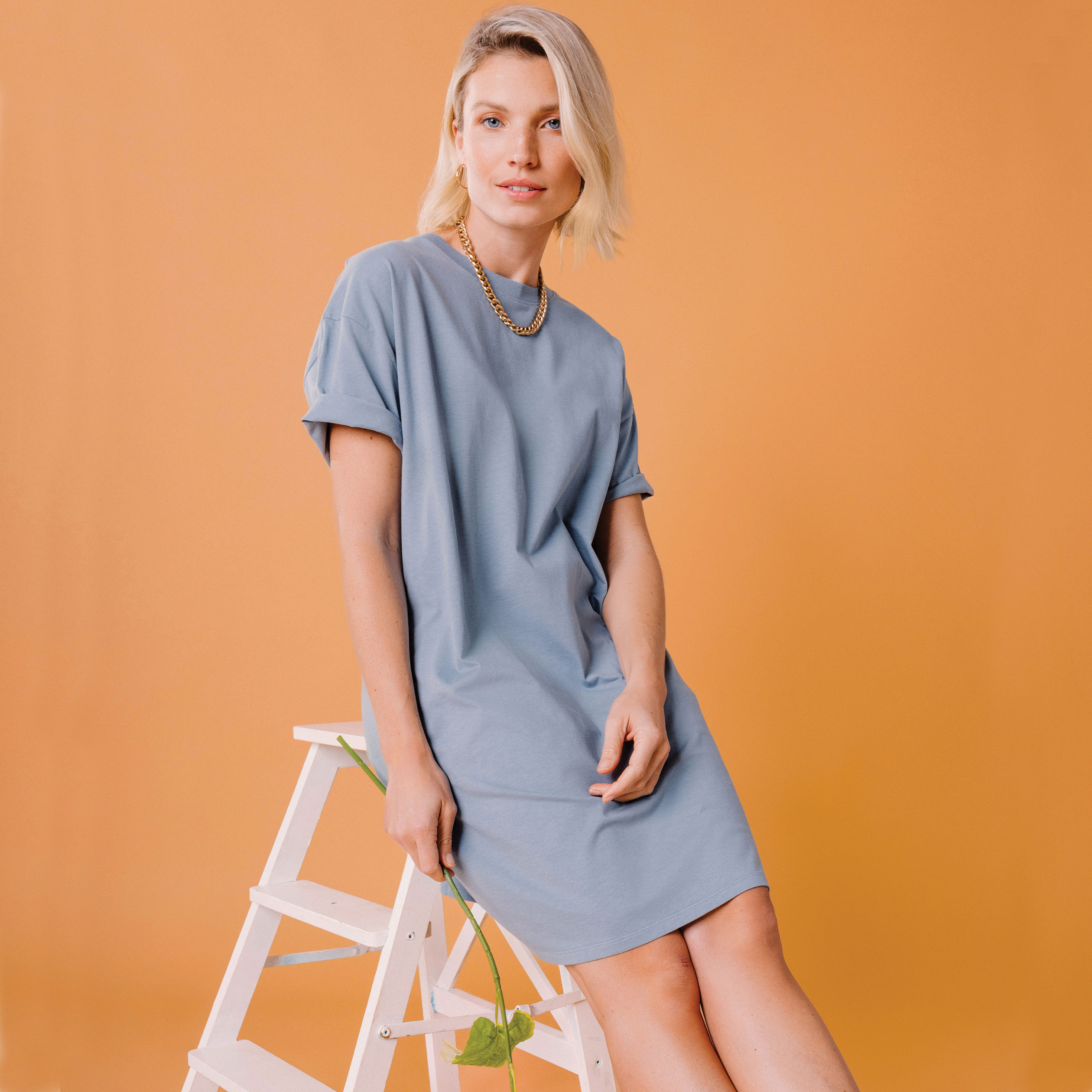 robe t shirt manches courtes coton gris femme Robe t-shirt manches courtes coton gris femme