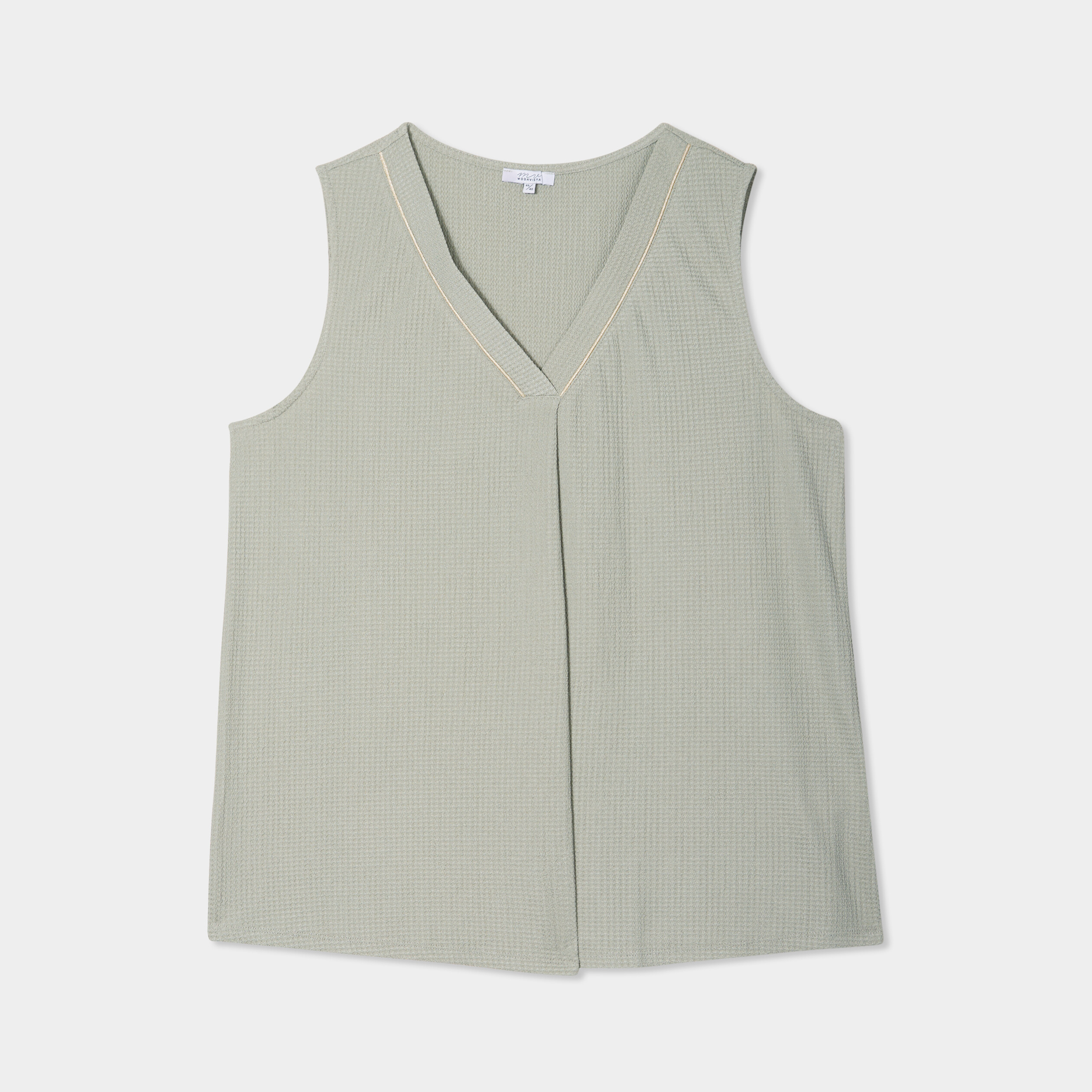 debardeur fluide effet gauffre vert kaki femmegt Débardeur fluide effet gauffré vert kaki femme grande taille