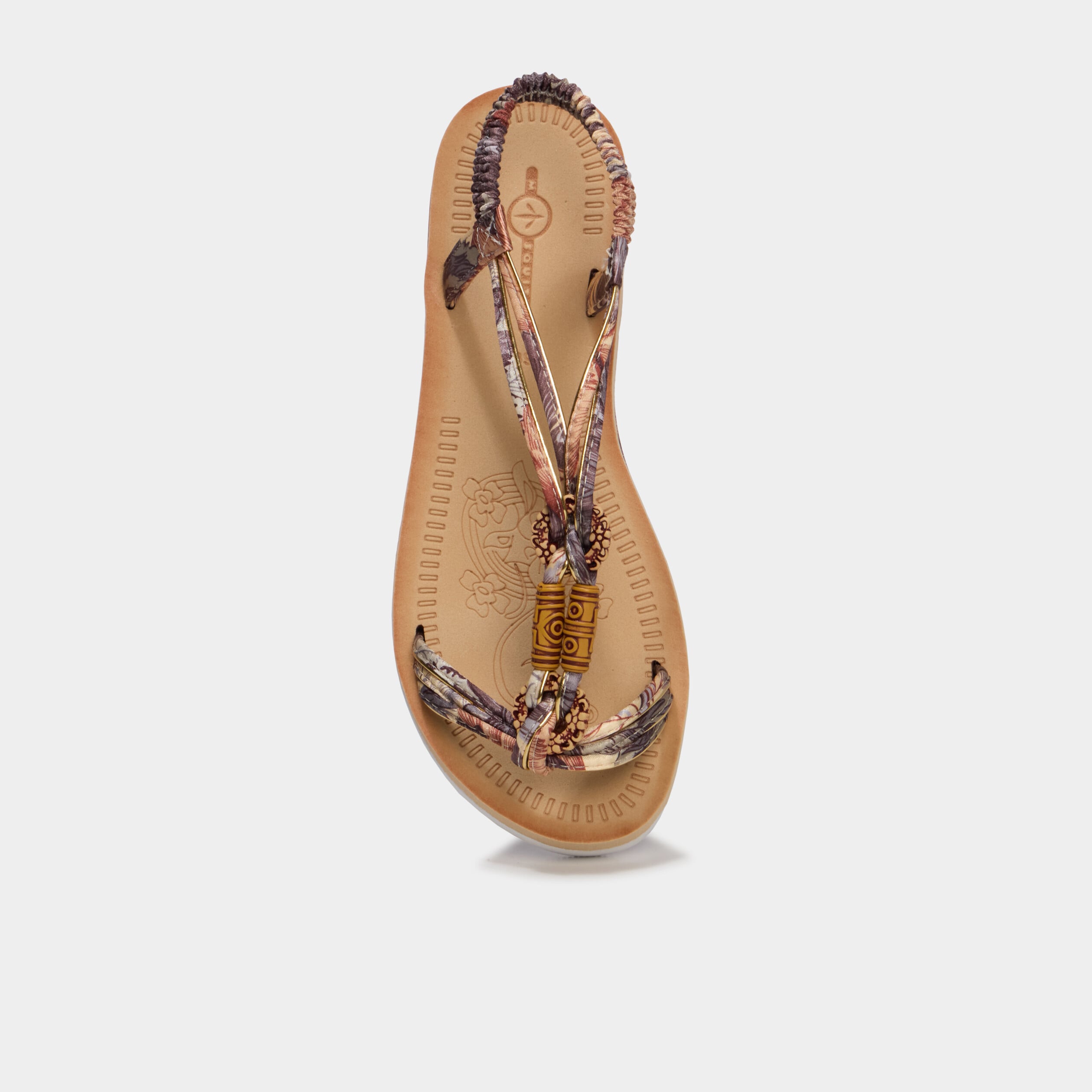 Sandales esprit foulard d&eacute;tails perles noir femme