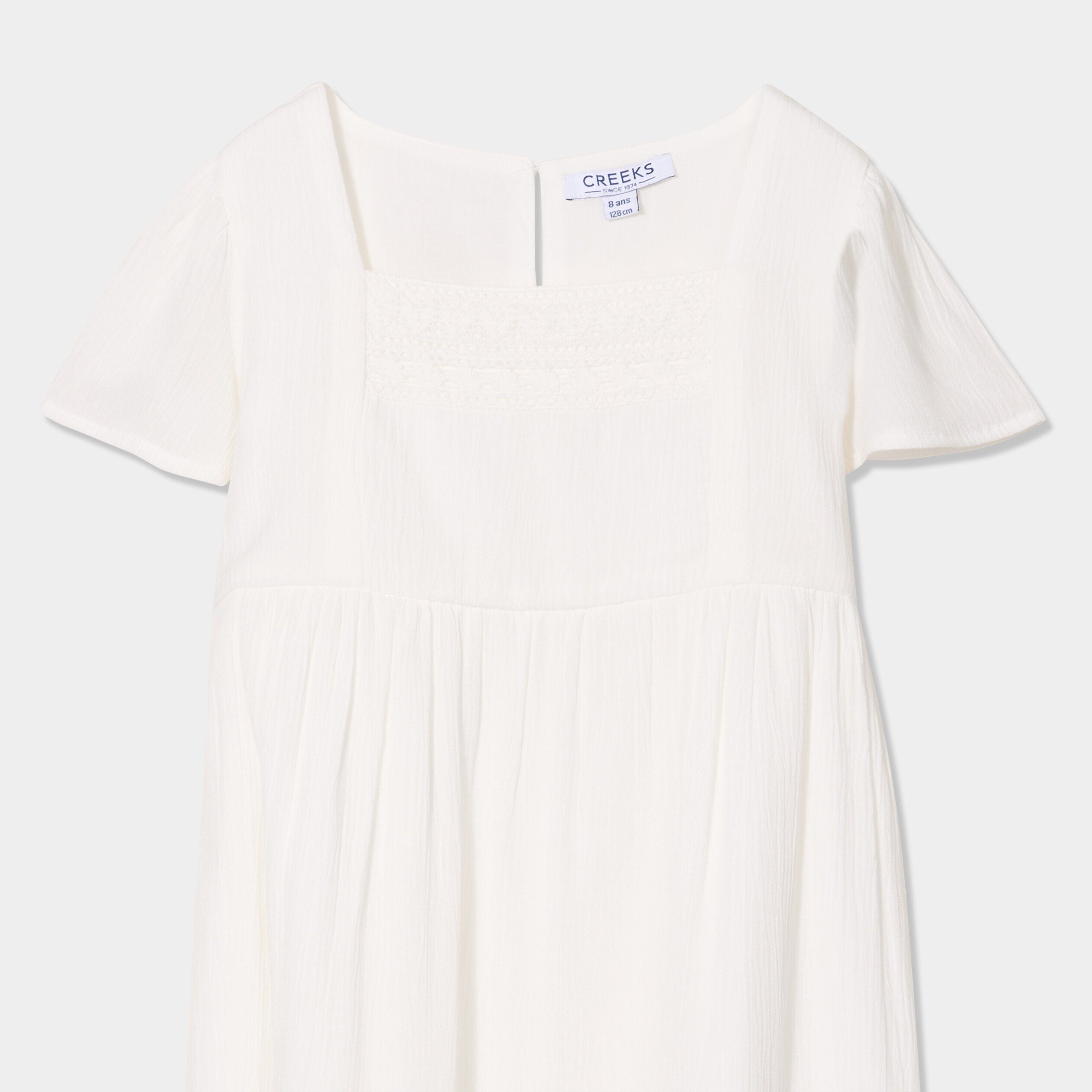 robe manches courtes doublee coton ivoire fille Robe manches courtes doublée coton ivoire fille