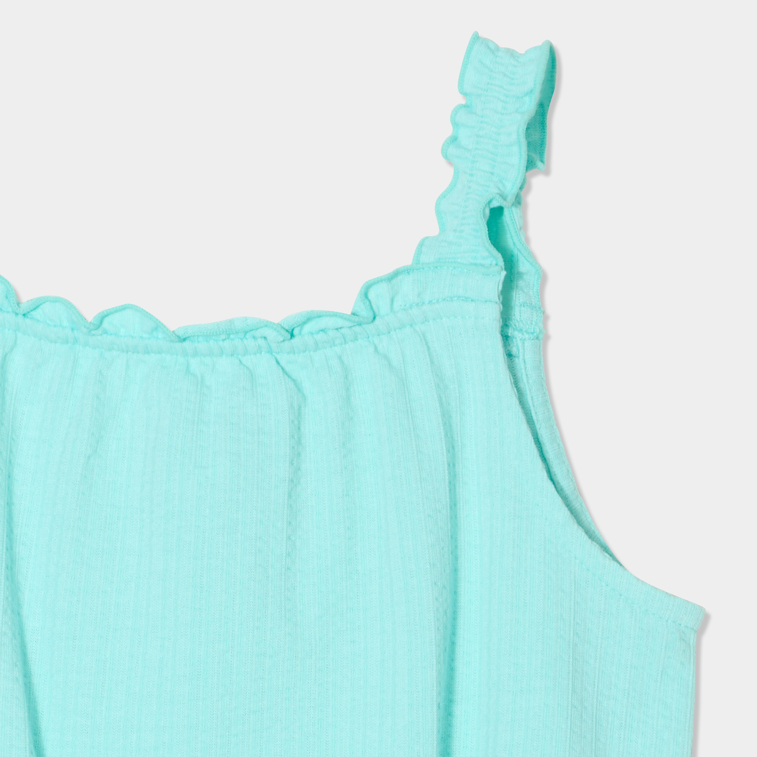debardeur encolure carree bleu turquoise fille Débardeur encolure carrée bleu turquoise fille