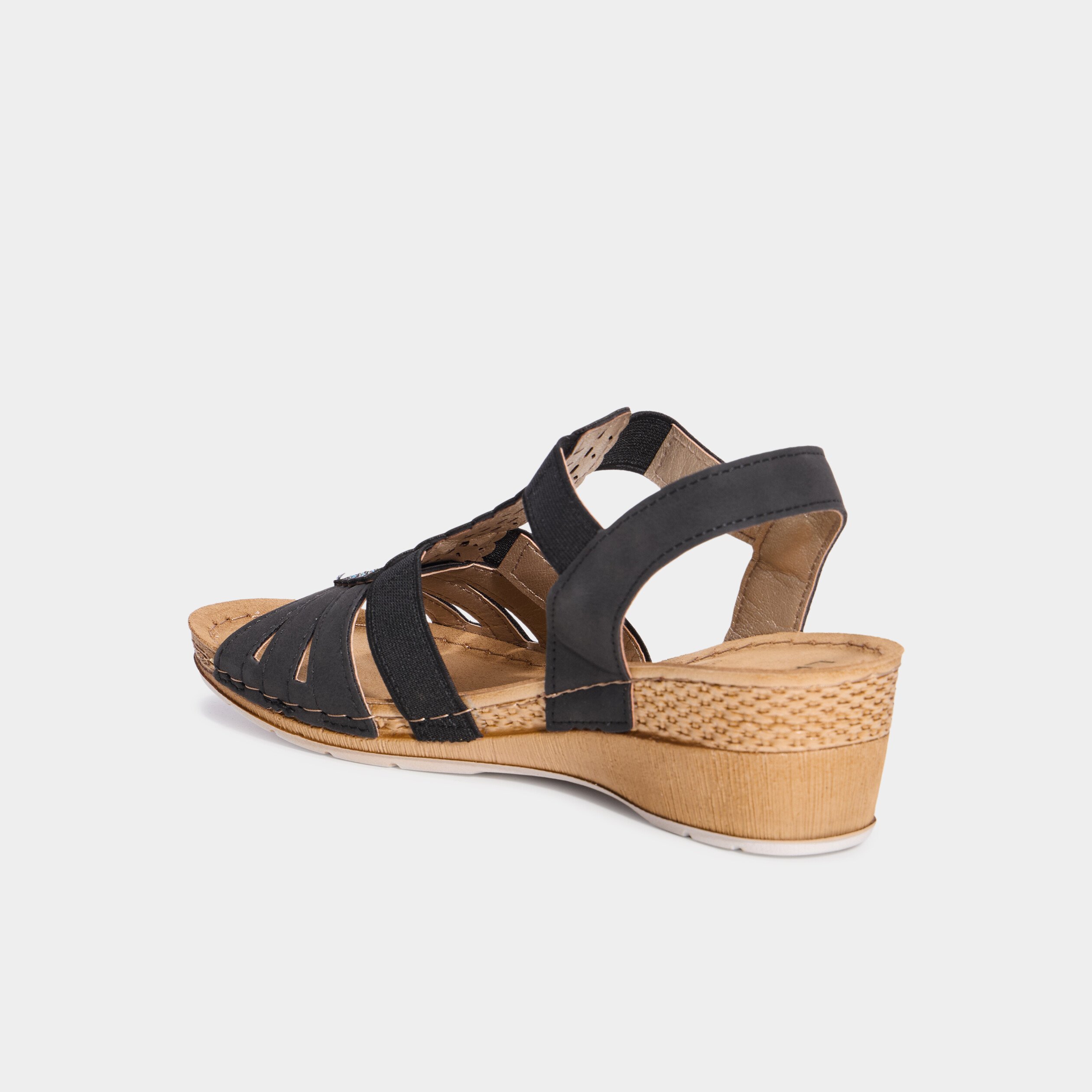 sandales compensees pied large noir femme Sandales compensées pied large noir femme
