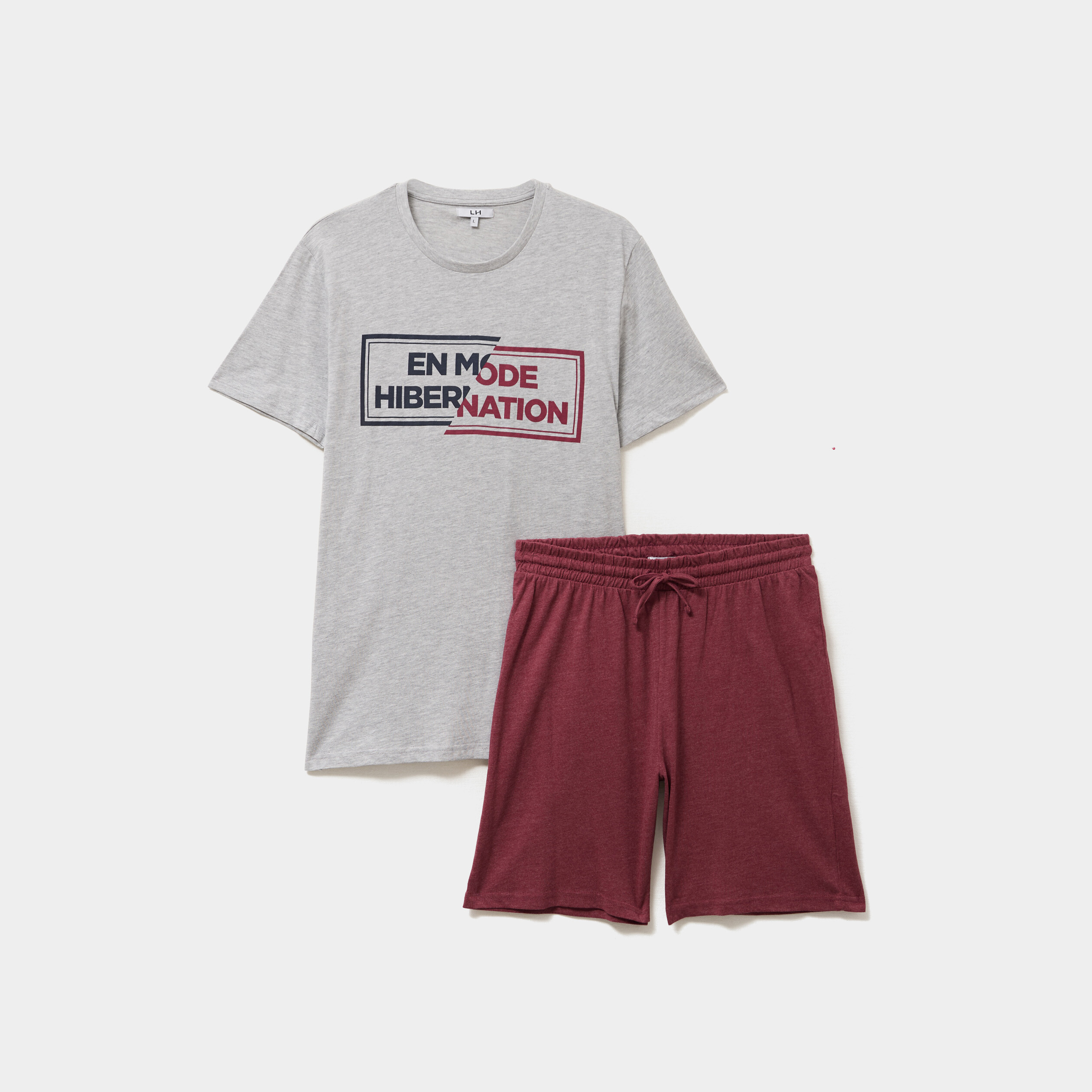 ensemble pyjama short et t shirt gris clair homme Ensemble pyjama short et t-shirt gris clair homme