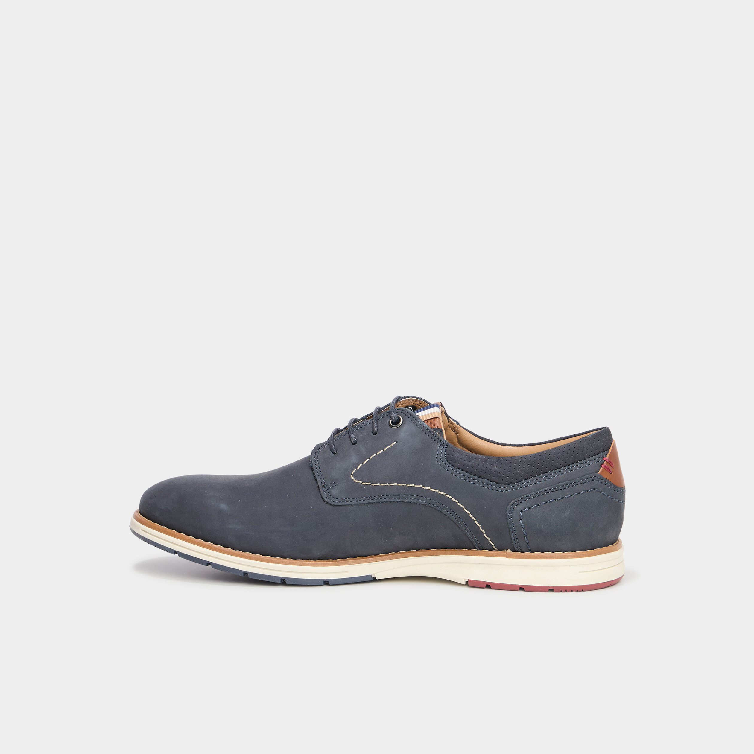 Derbies plates &agrave; lacet en cuir bleu marine homme