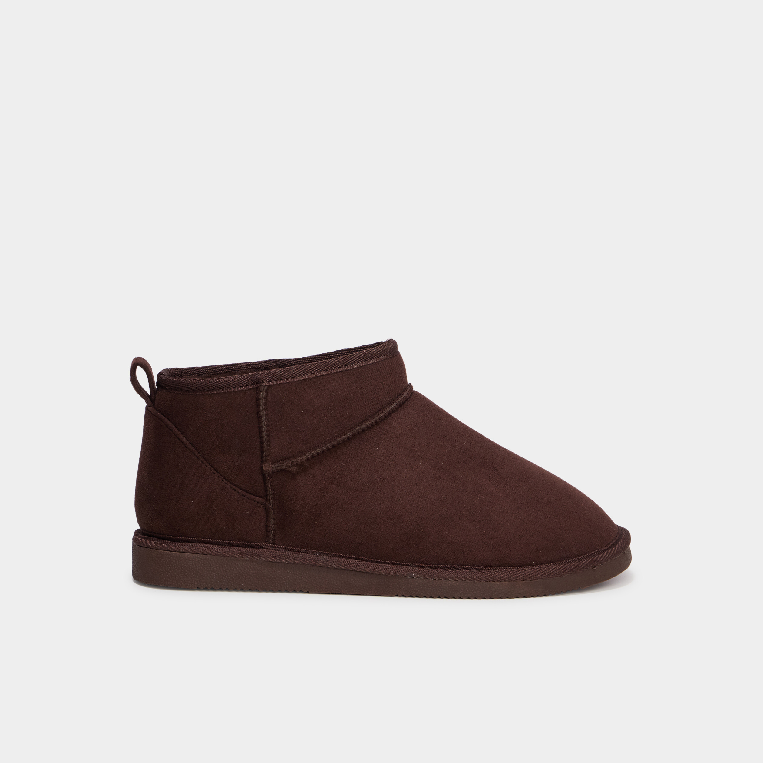 Bottines fourr&eacute;es effet su&eacute;dine marron fonc&eacute; femme