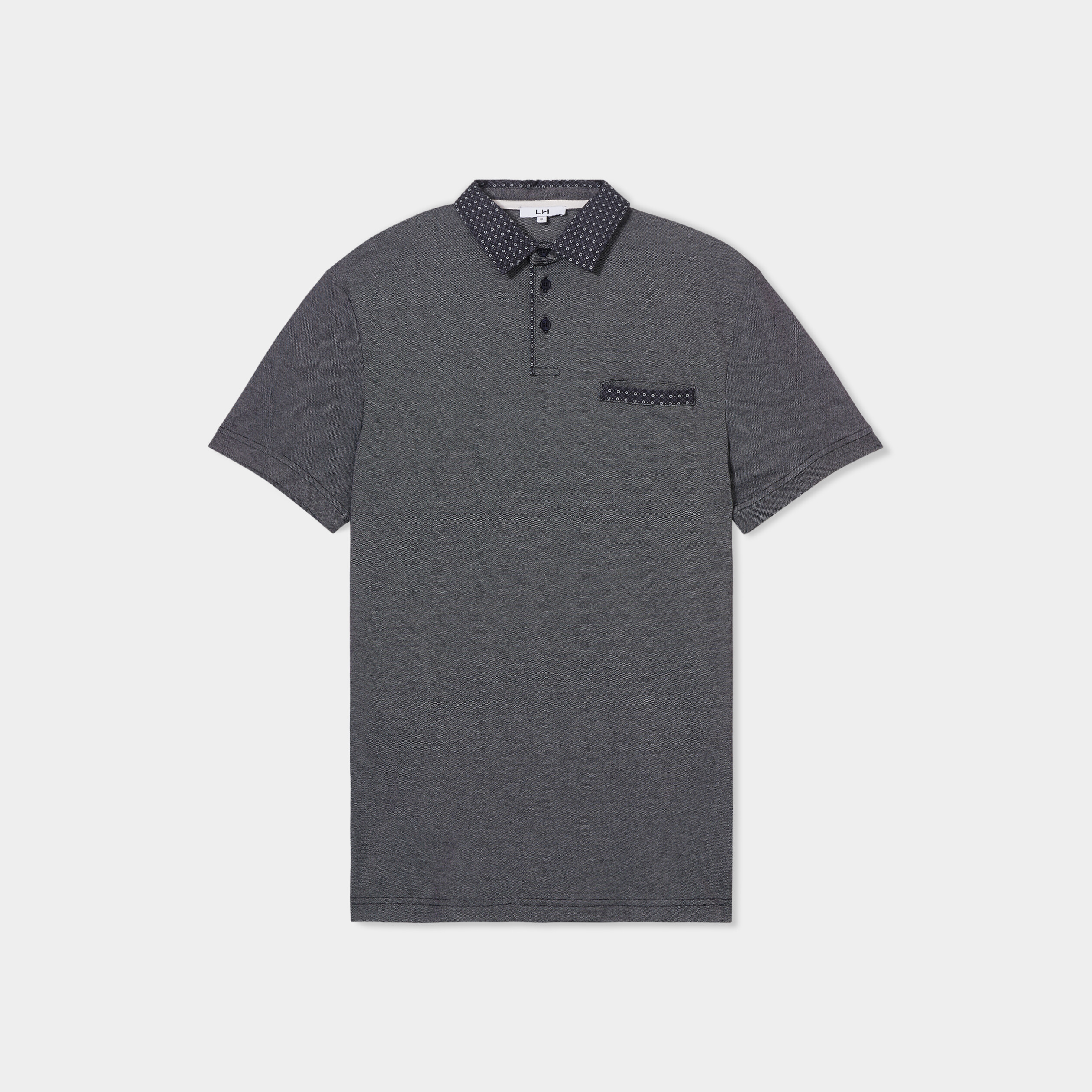 polo droit manches courtes 1 poche buste gris fonce homme Polo droit manches courtes 1 poche buste gris foncé homme