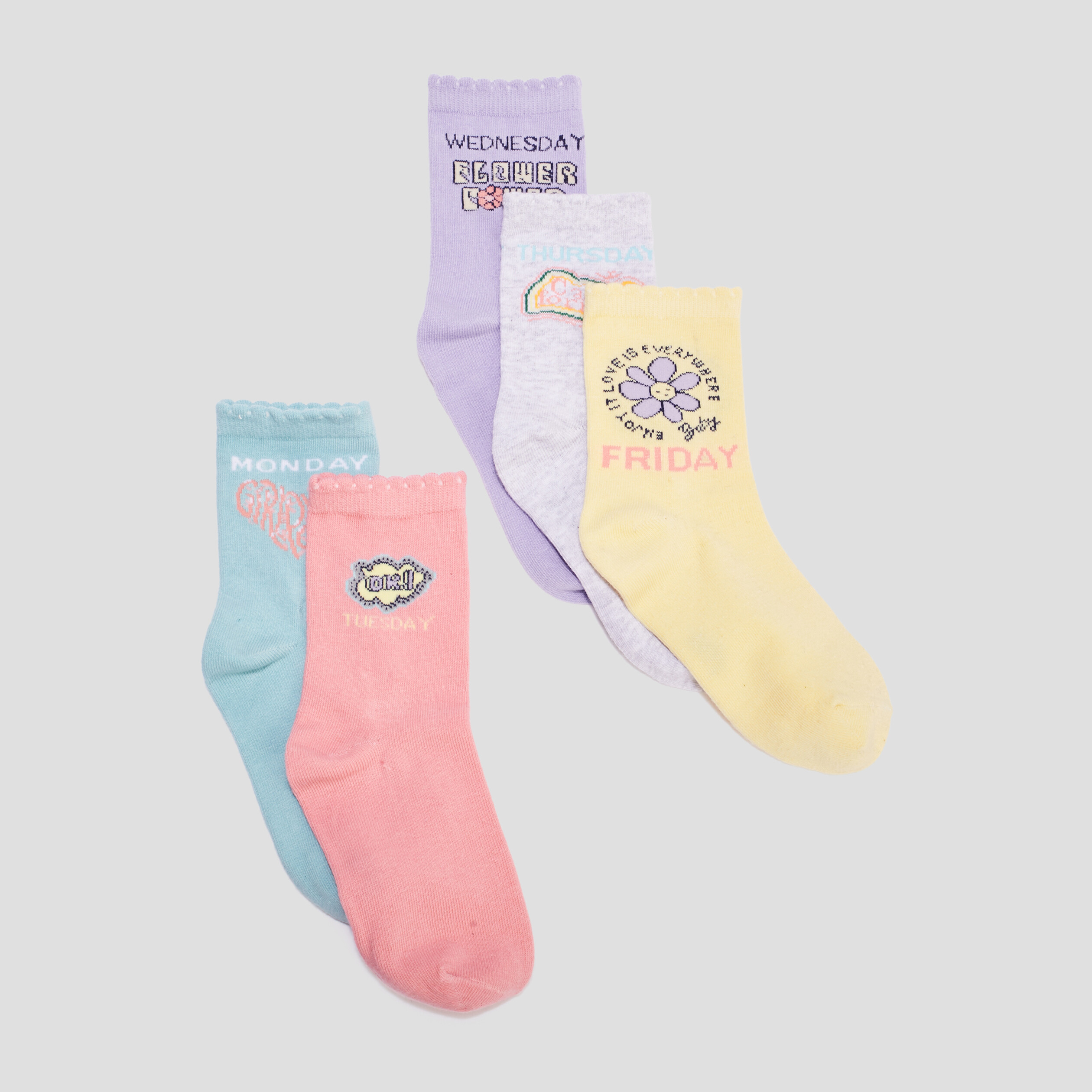 Lot De 5 Paires Chaussettes Fantaisie Fille à Pois Avec Motifs Animaux Sur Le Talon – Ultra Girly Et Confortables