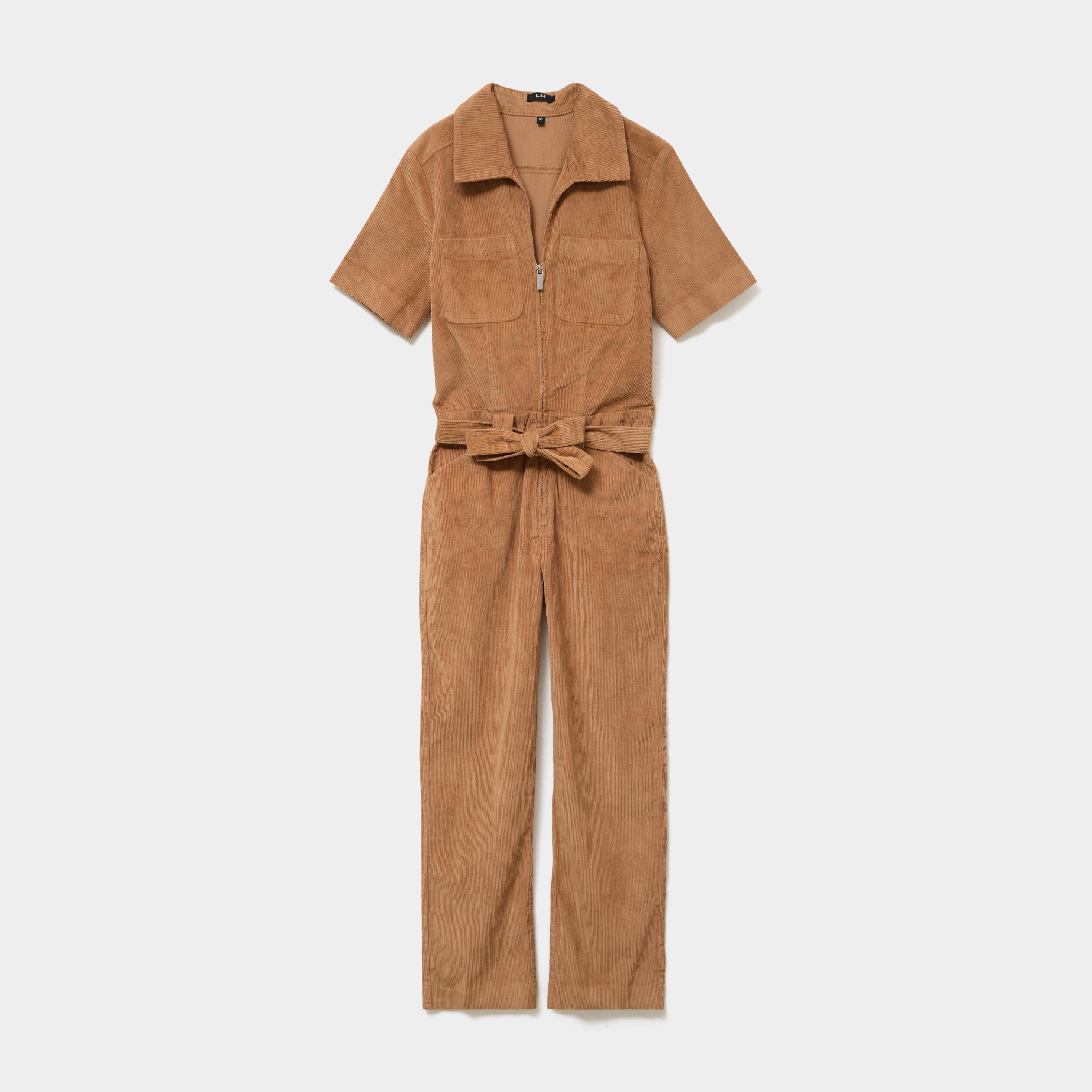 Combinaison pantalon cropped en velours beige femme