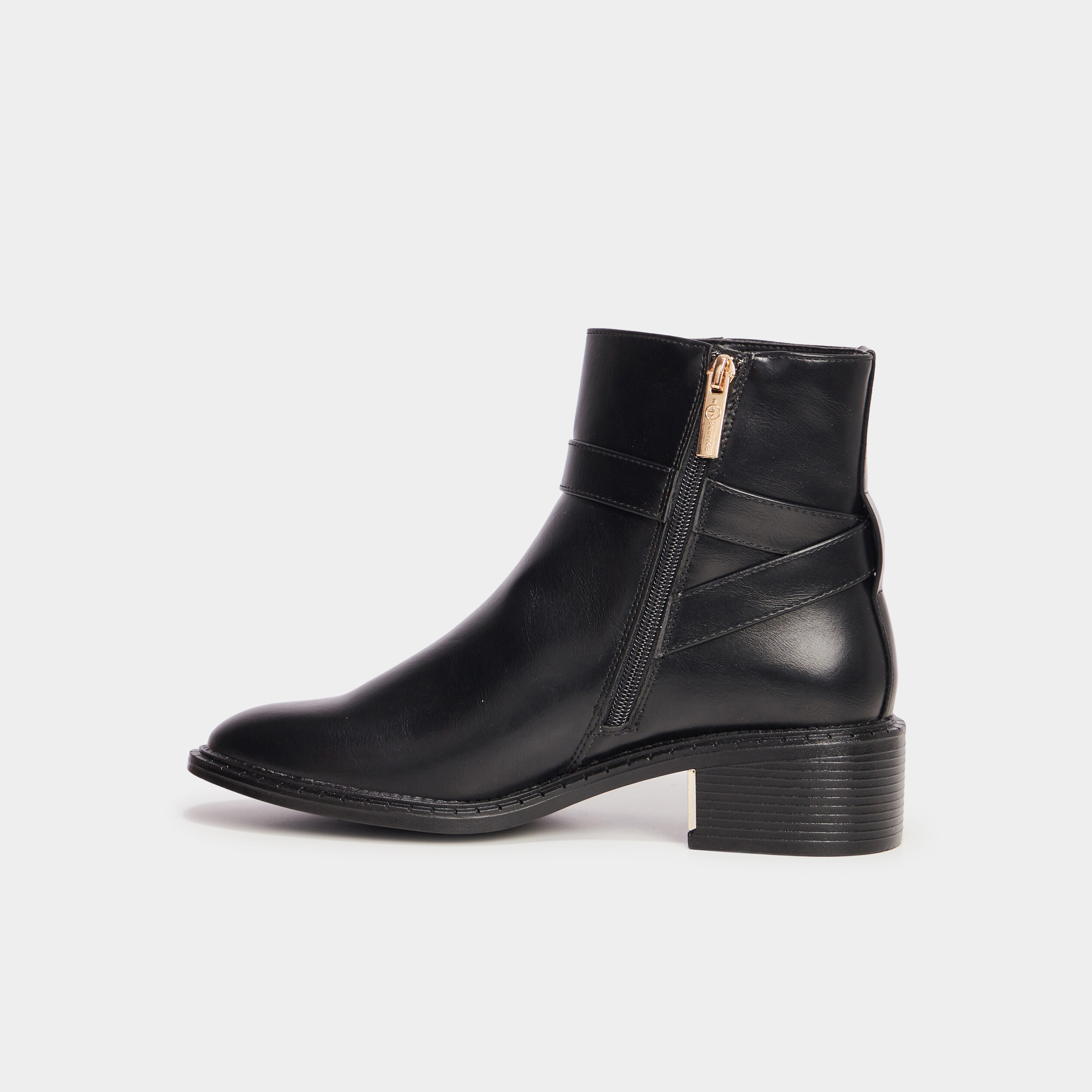 bottines a talons zippees avec boucles noir femme Bottines à talons zippées avec boucles noir femme