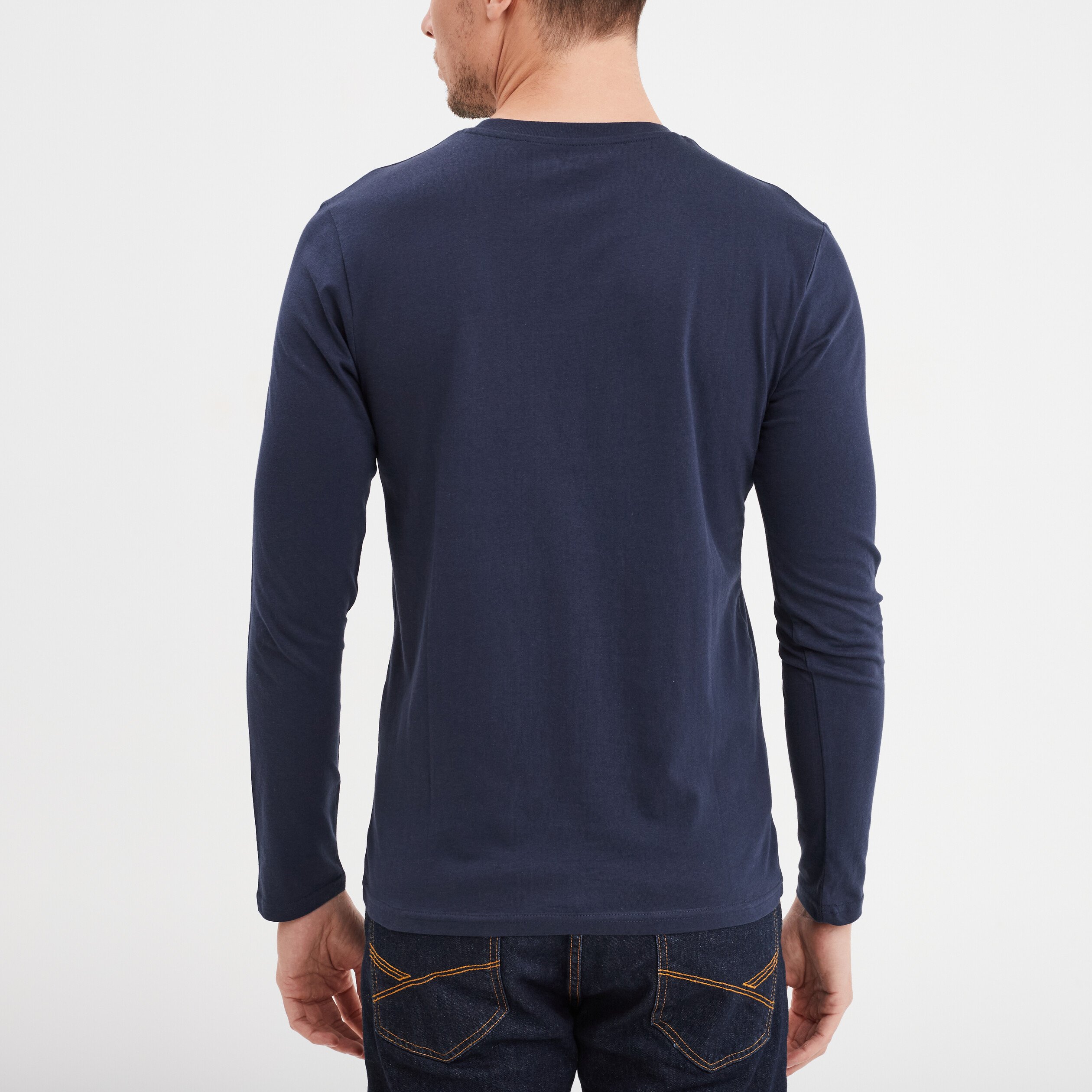 t shirt manches longues bleu marine homme T-shirt manches longues bleu marine homme