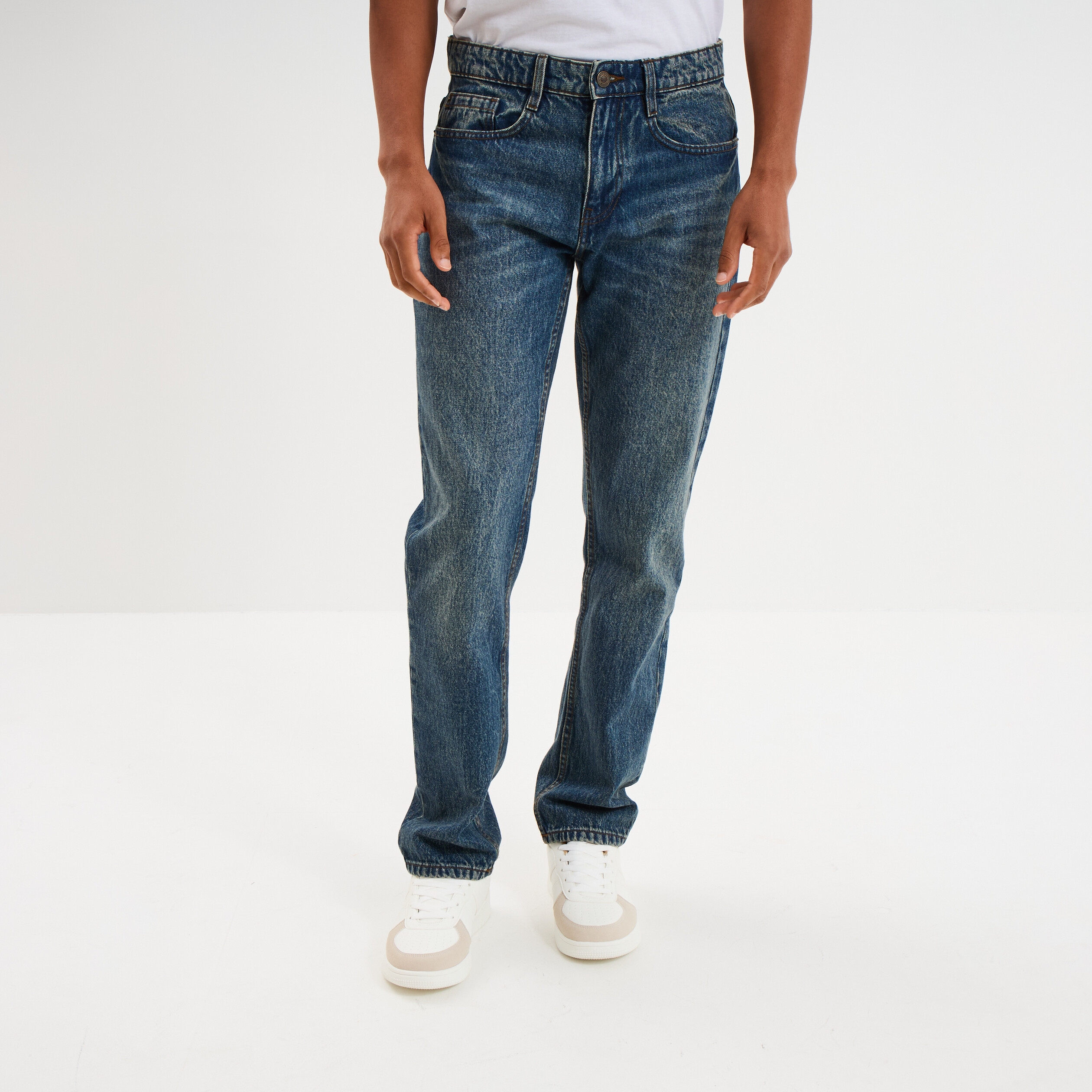 jeans regular 5 poches coton denim dirty homme Jeans regular 5 poches coton denim dirty homme