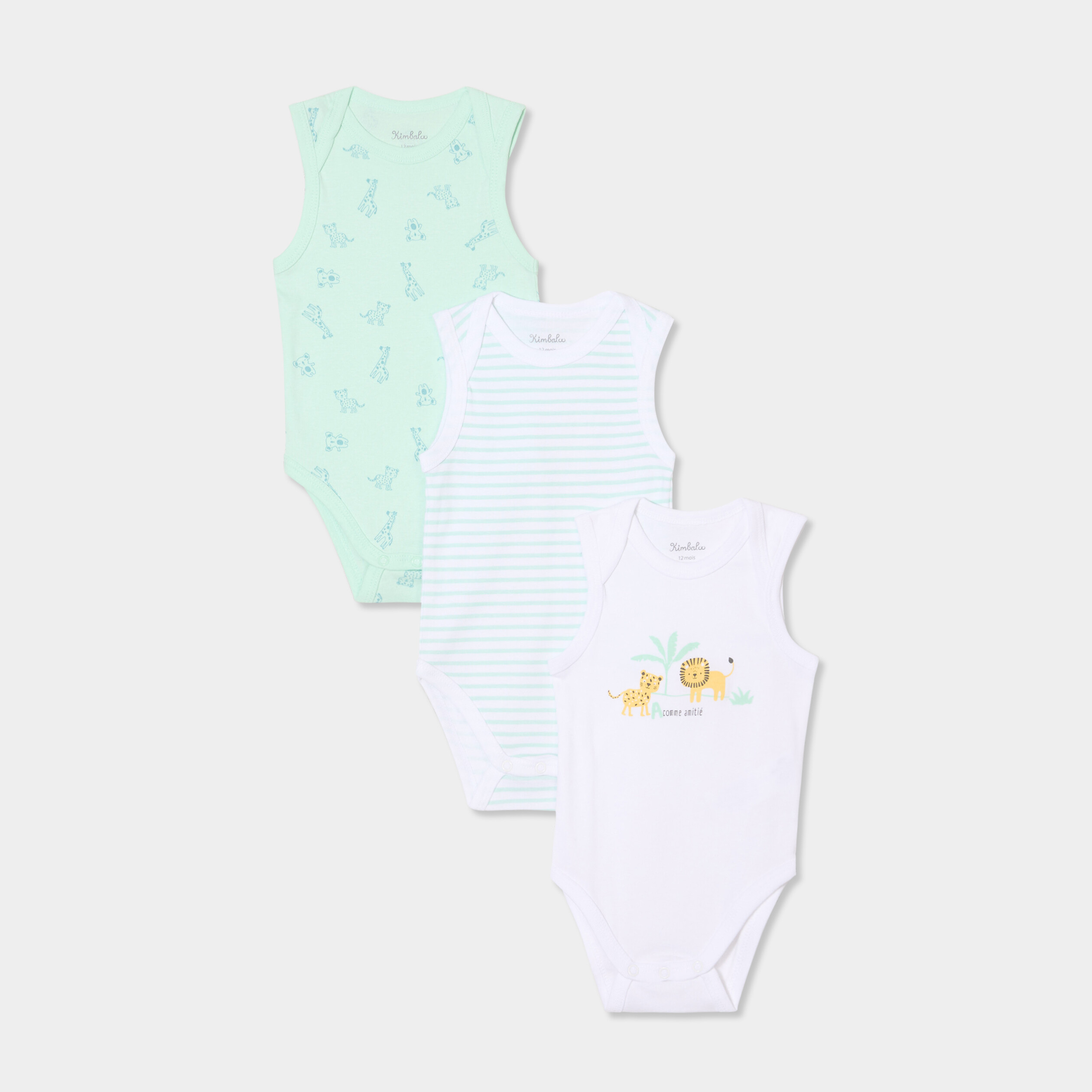 lot 3 bodies us coton sans manches blanc bebeg Lot 3 bodies US coton sans manches blanc bébé garçon