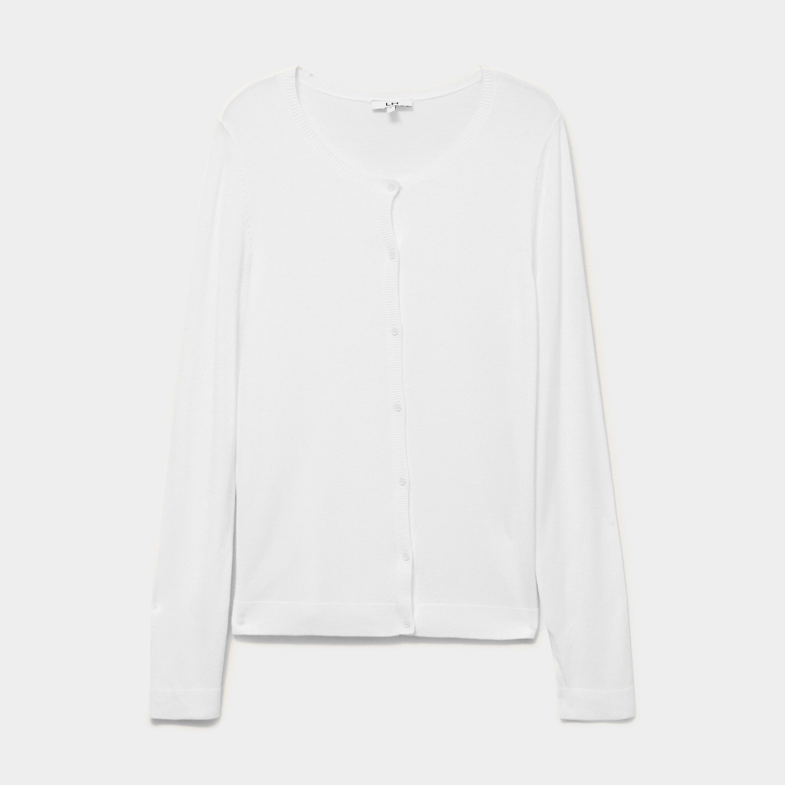 Gilet col rond manches longues blanc femme