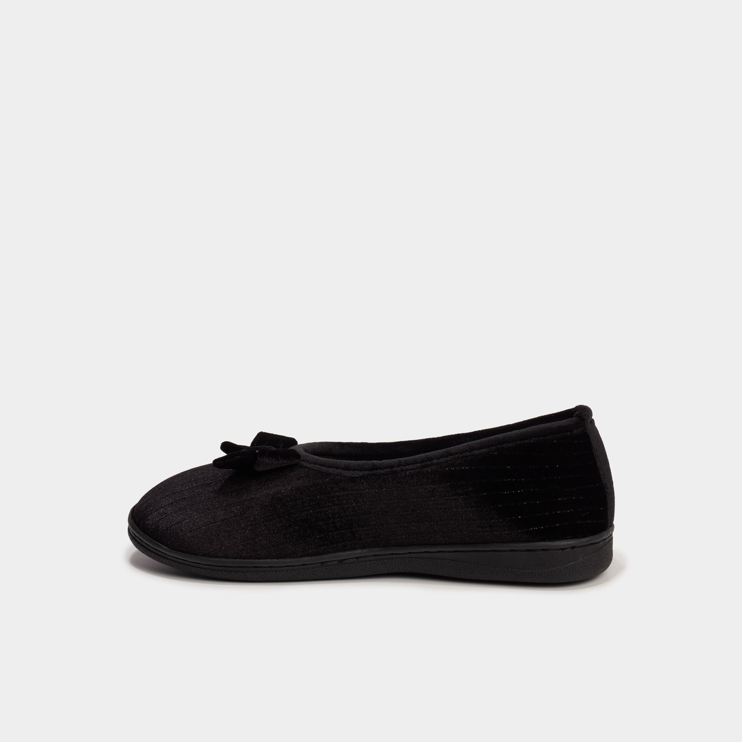 Chaussons ballerines avec noeuds noir femme