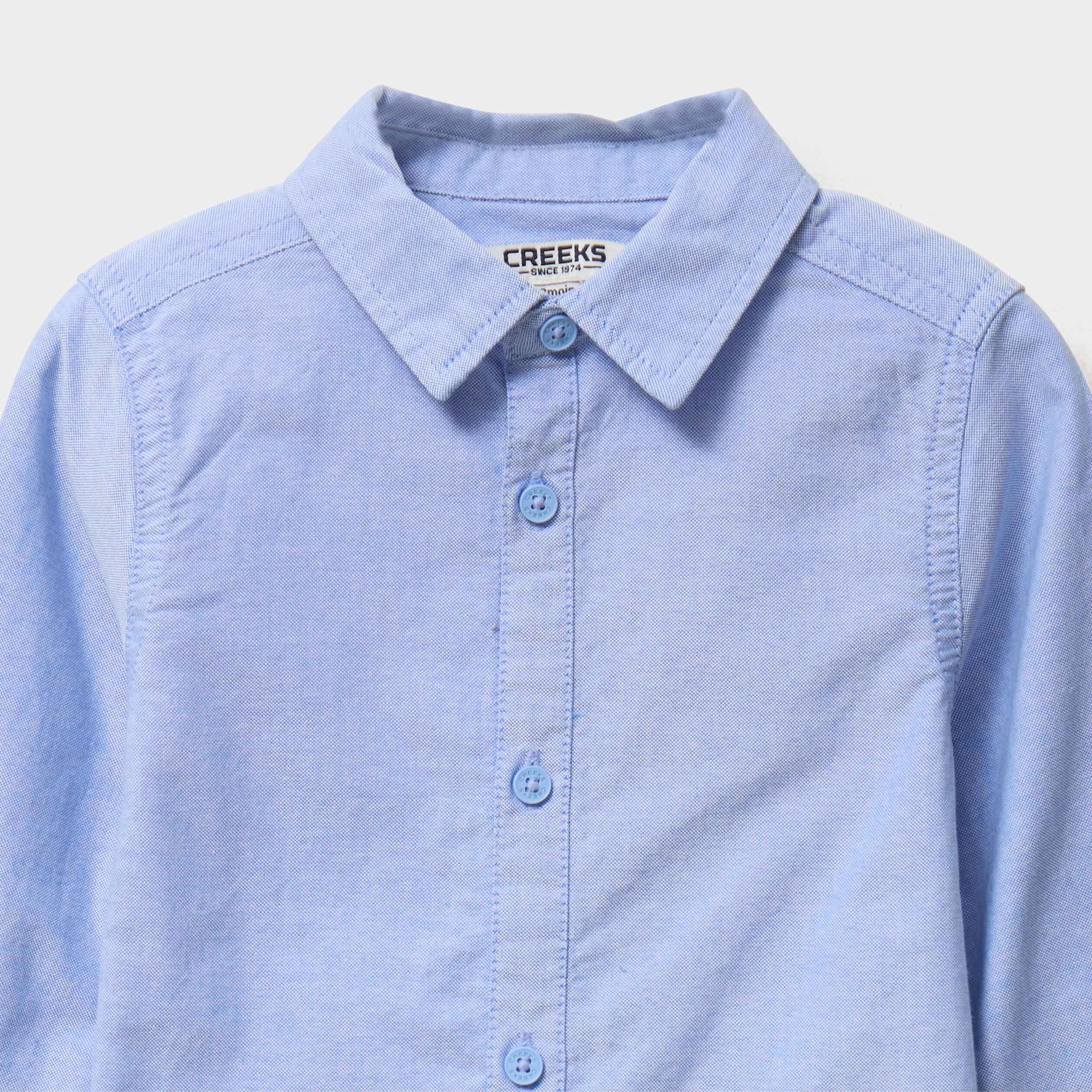 Chemise manches longues coton bleu ciel b&eacute;b&eacute; gar&ccedil;on