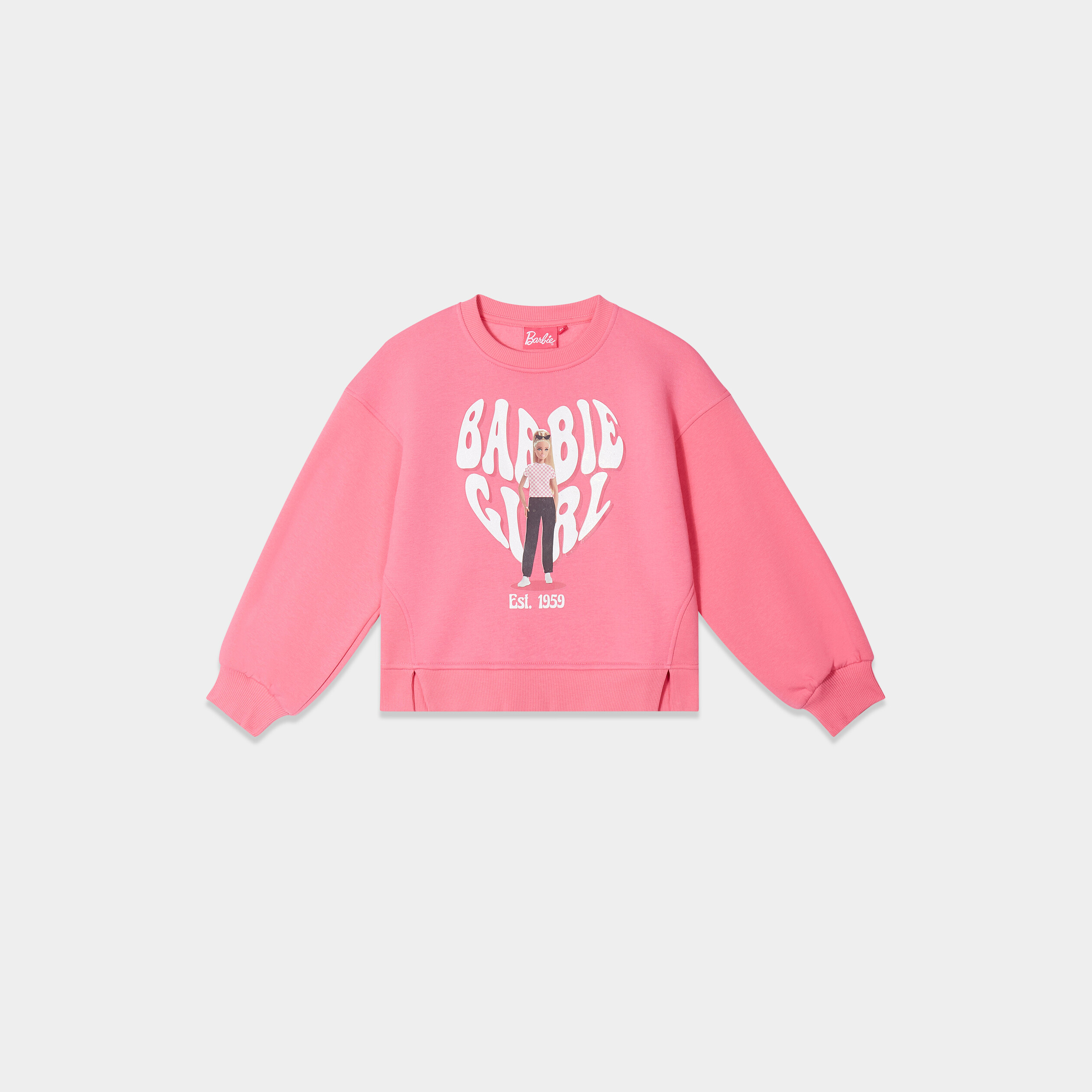 sweat col rond manches longues barbie rose fushia fille Sweat col rond manches longues Barbie rose fushia fille