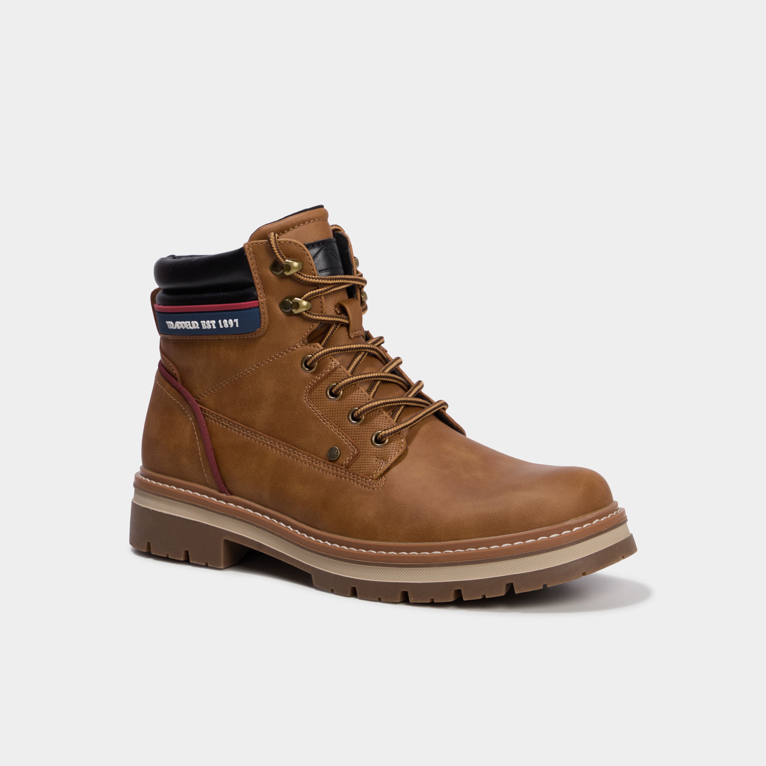 Boots &agrave; lacets avec semelle crant&eacute;e marron clair homme