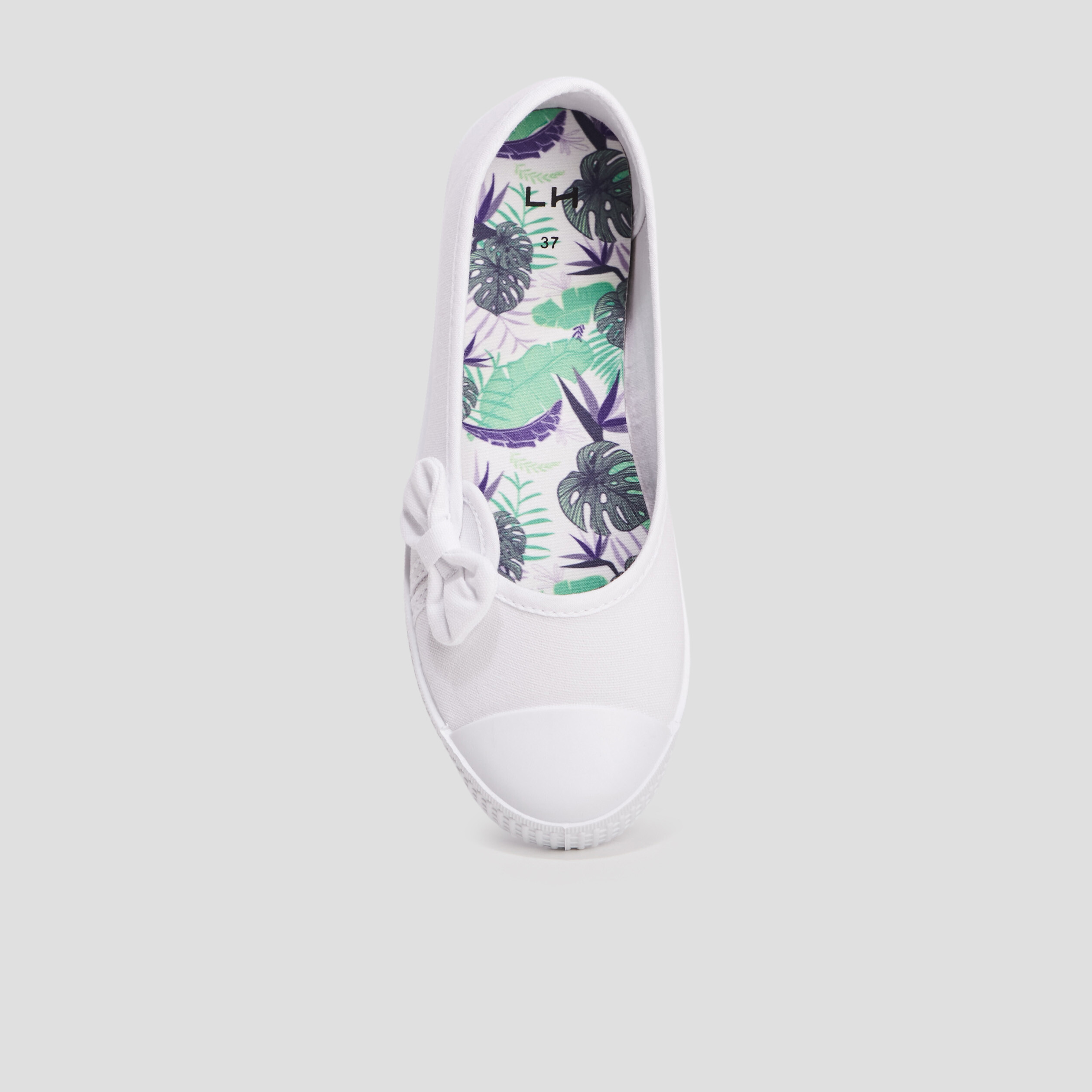 Ballerines en toile avec noeuds blanc femme