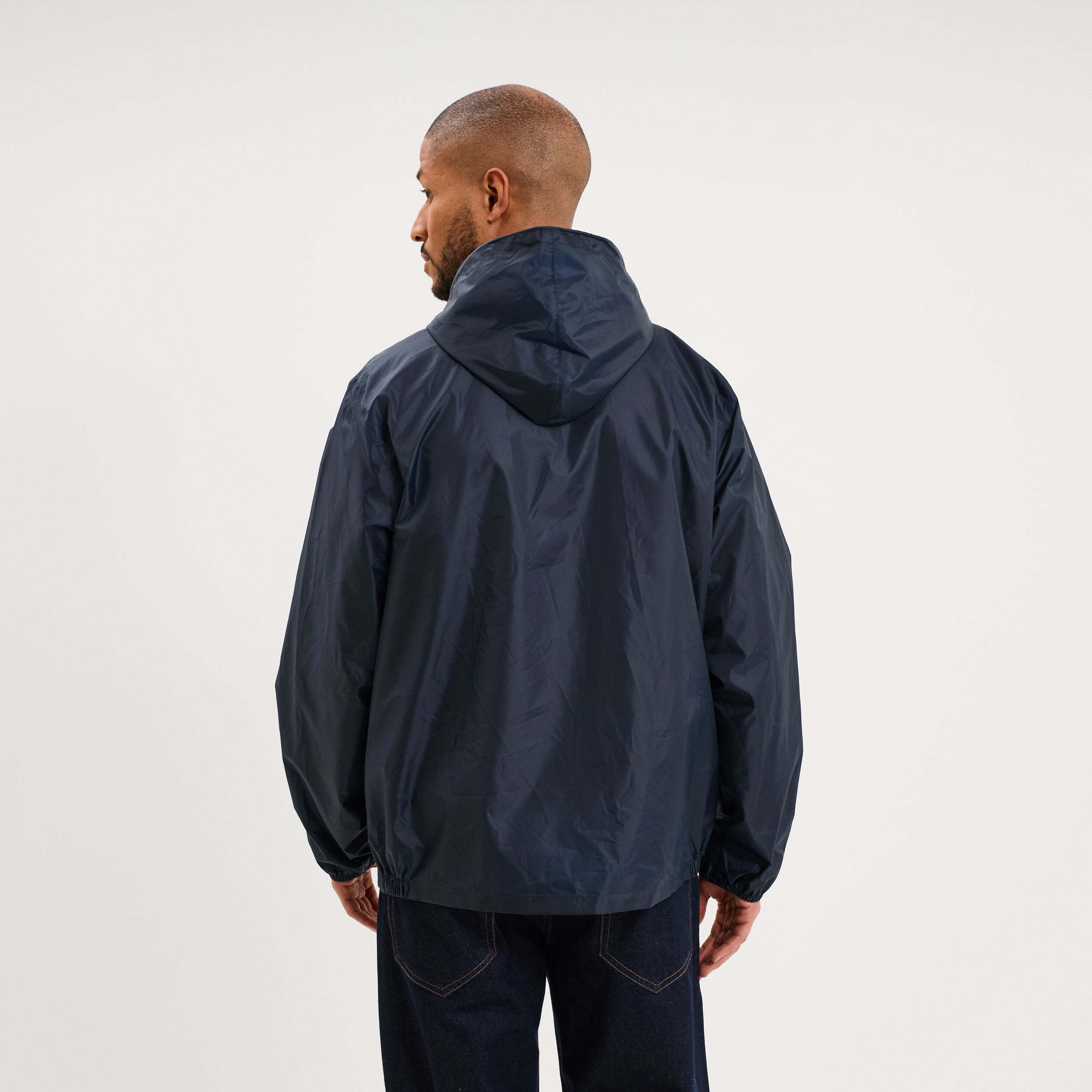 Veste coupe-vent imperm&eacute;able &agrave; capuche bleu marine mixte