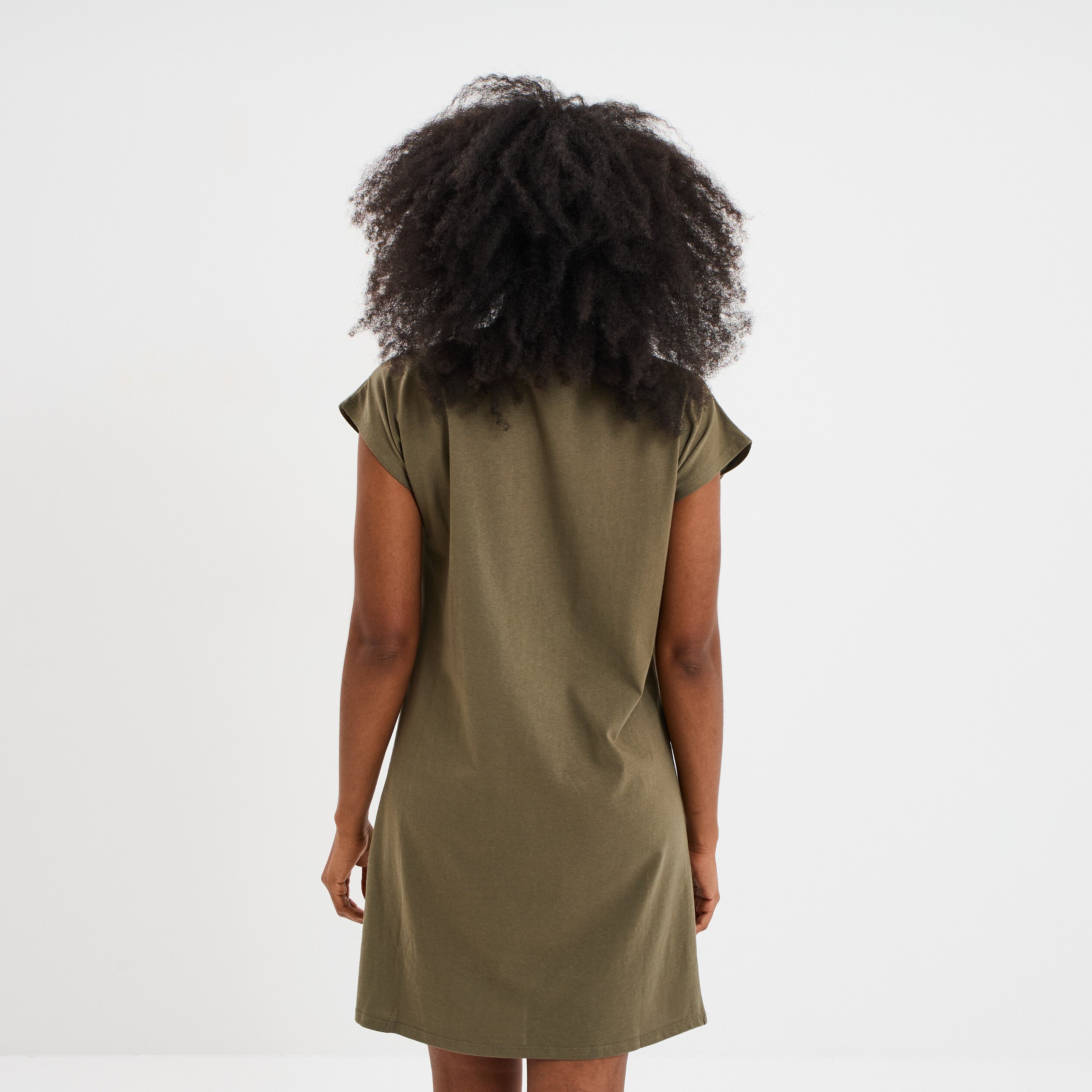 chemise de nuit manches courtes coton vert kaki femme Chemise de nuit manches courtes coton vert kaki femme