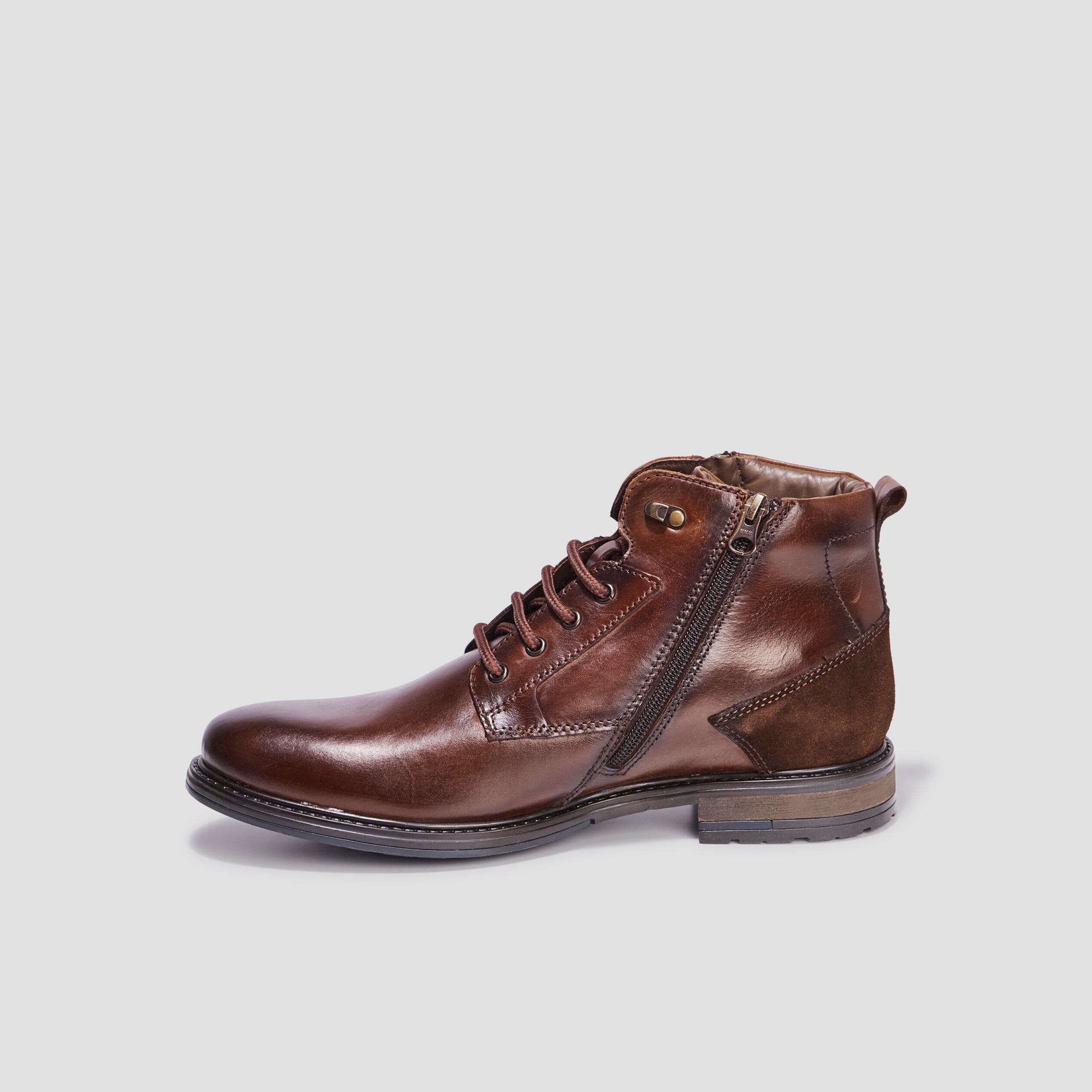 Bottines zipp&eacute;es en cuir marron homme