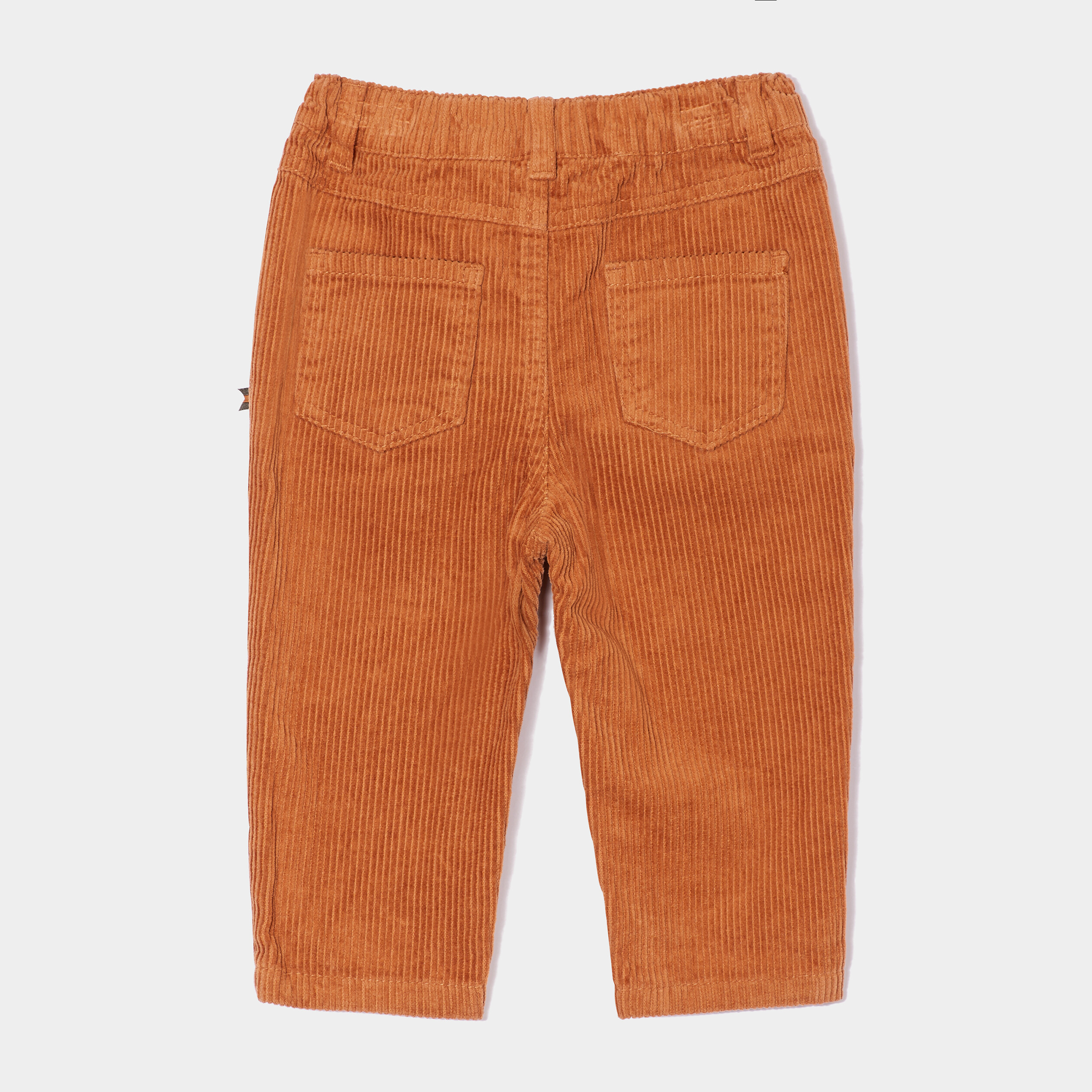 Pantalon droit velours côtelé marron cognac bébé garçon