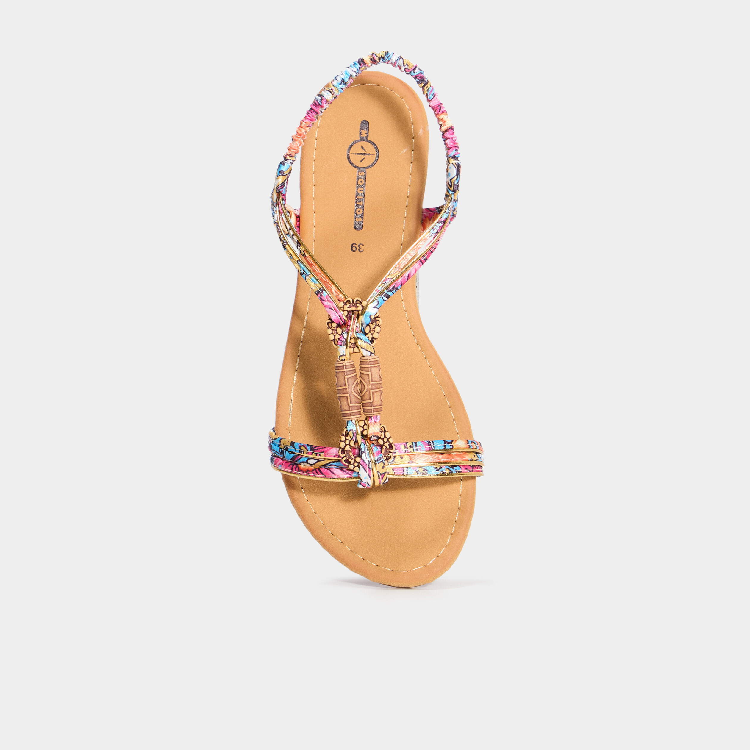 Sandales foulard bout rond &eacute;lastiqu&eacute;es violet femme