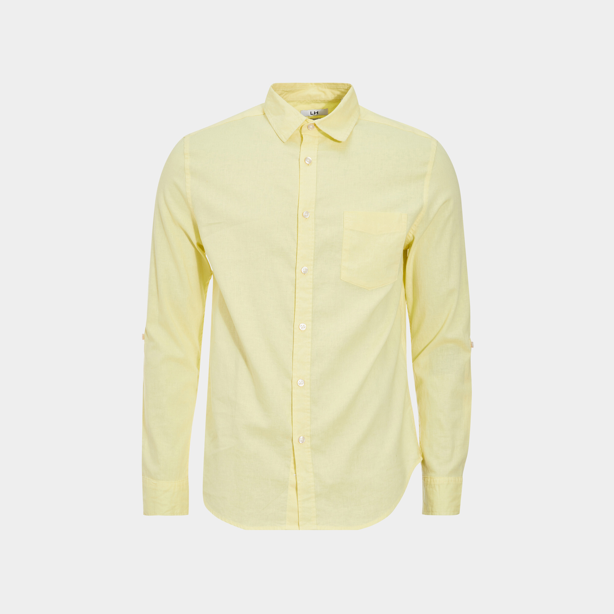 chemise manches longues lin melange jaune clair homme Chemise manches longues lin mélangé jaune clair homme