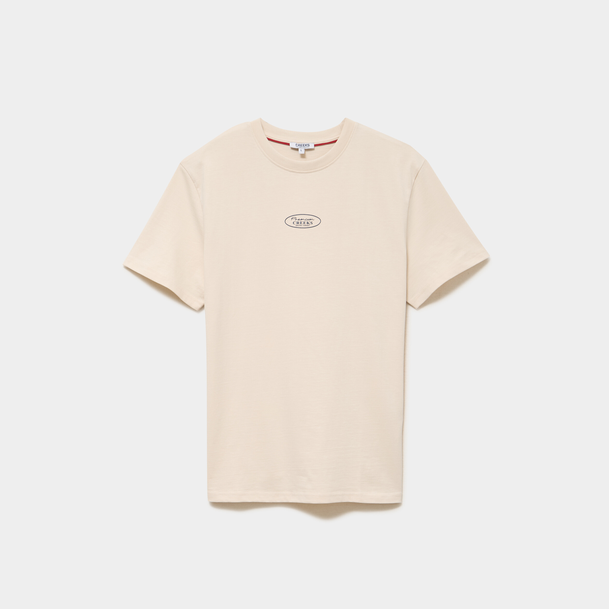 T-shirt droit manches courtes coton ecru homme