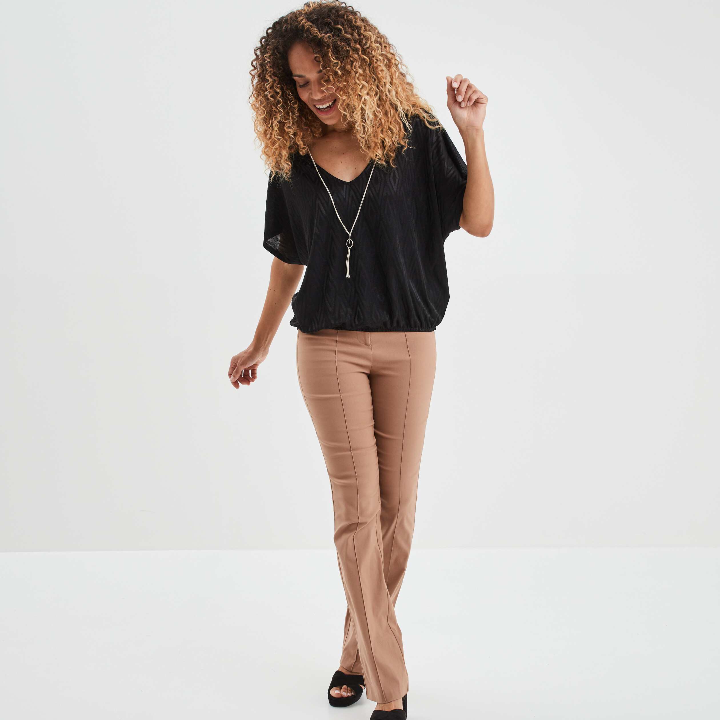 t shirt col en v bijou mosquitos noir femme T-shirt col en V bijou Mosquitos noir femme