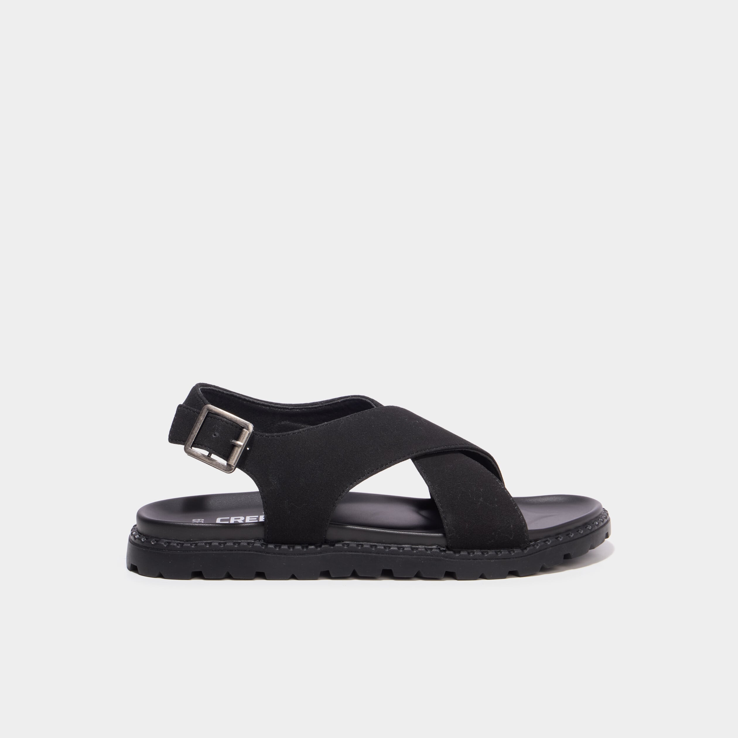 Sandales brides crois&eacute;es noir femme